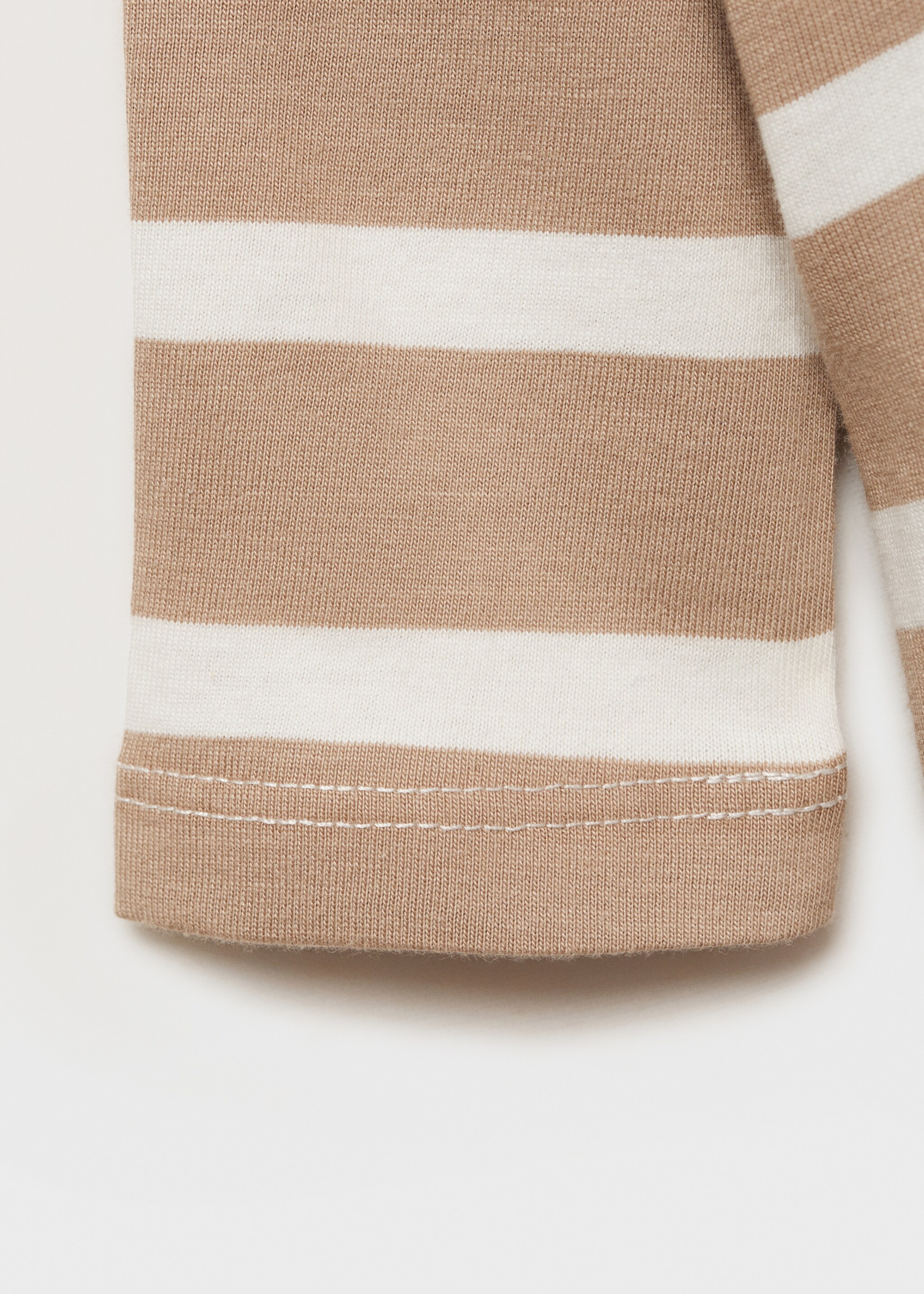 Striped t-shirt with embroidered detail - Details of the article 0, Sand. Ref: 77006735-00.