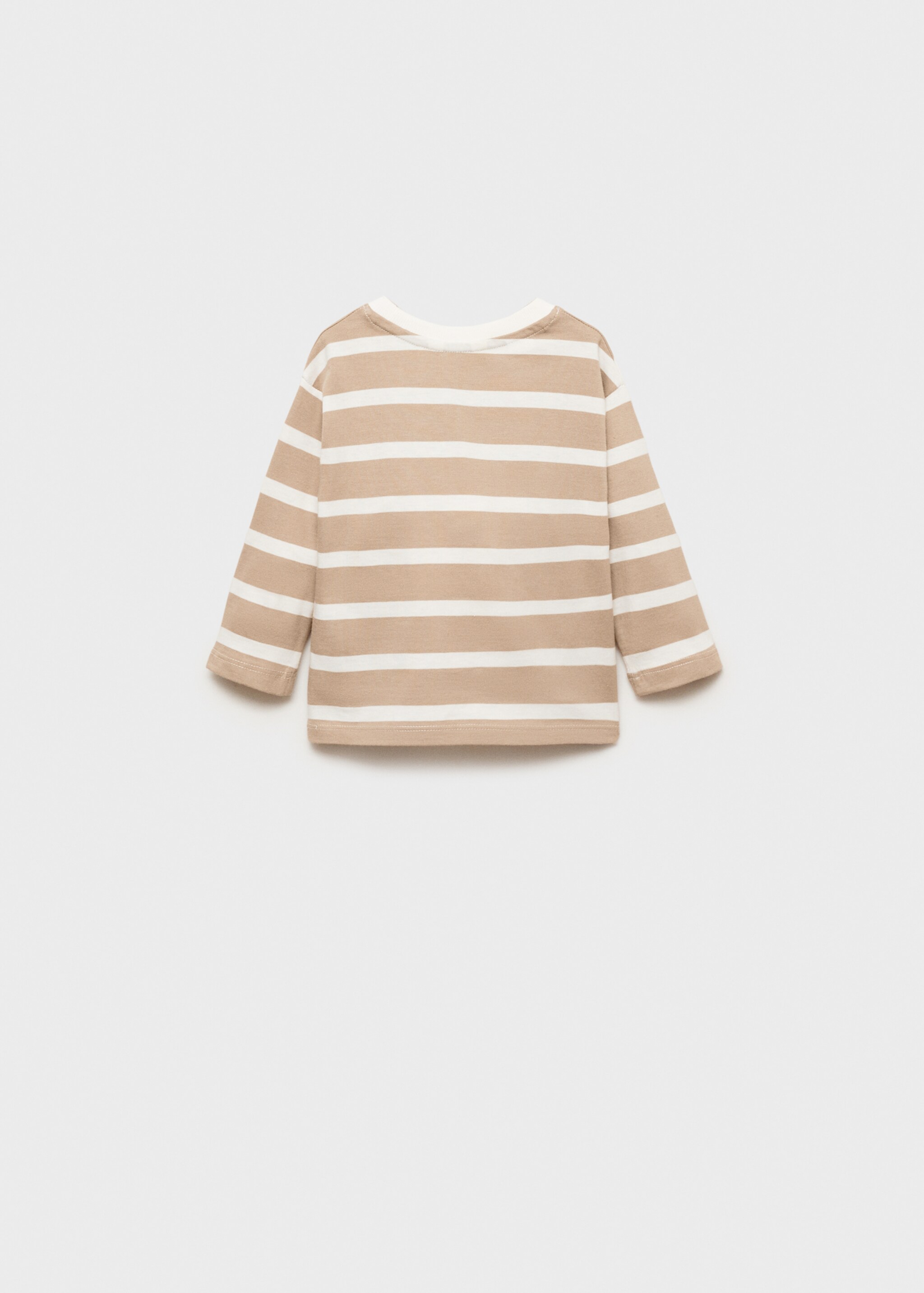 Striped t-shirt with embroidered detail - Reverse of the article, Sand. Ref: 77006735-00.