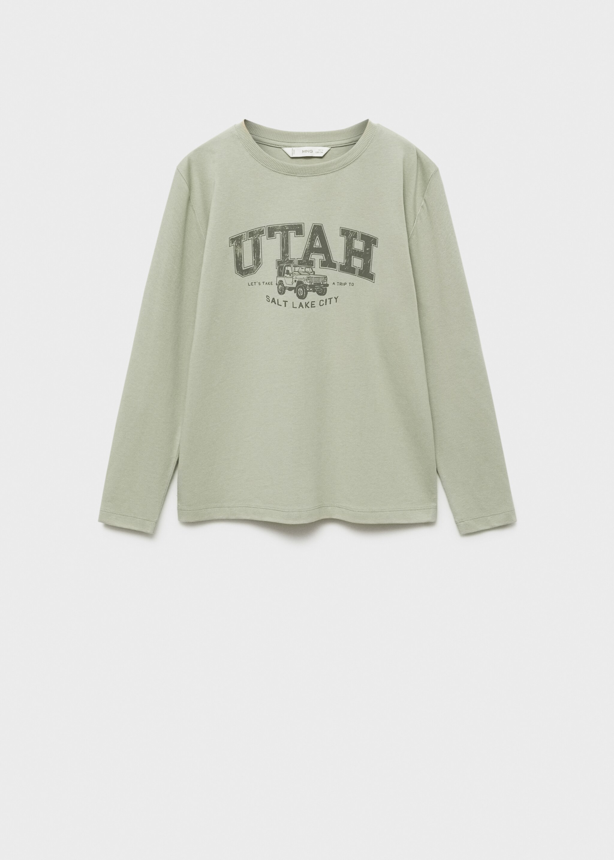Printed long sleeve t-shirt - Article without model, Green. Ref: 77006737-00.