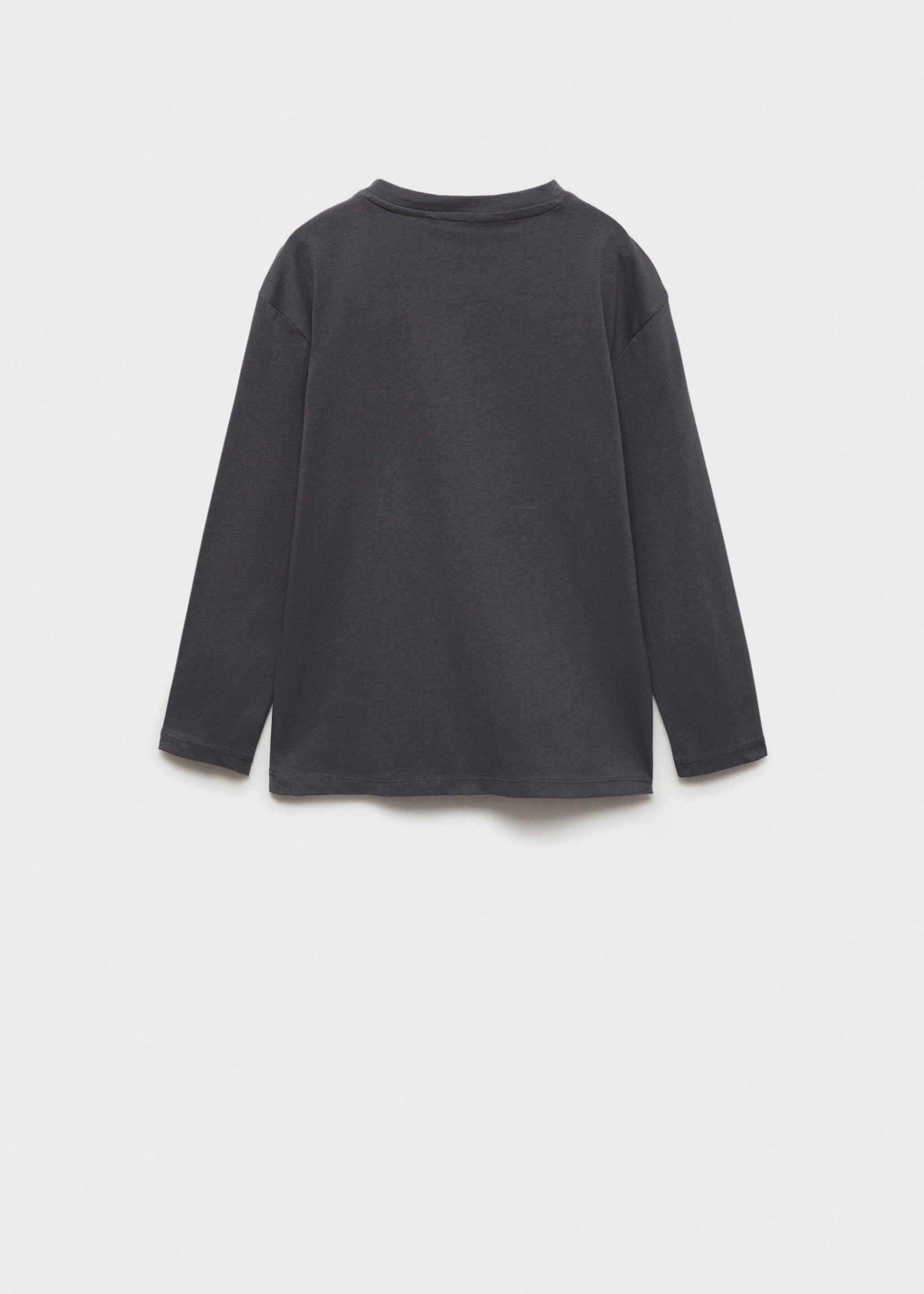 Buttoned cotton T-shirt - Reverse of the article, Charcoal. Ref: 77006738-00.