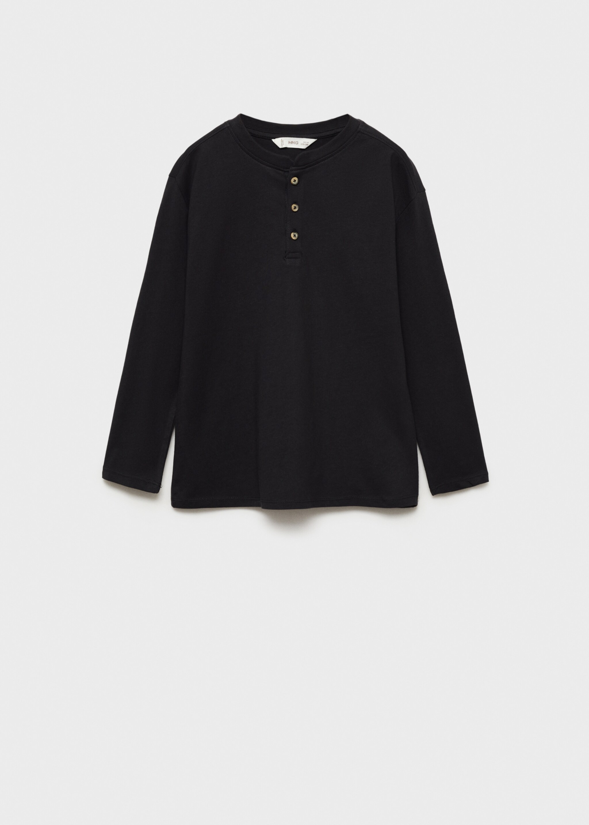 Buttoned cotton T-shirt - Article without model, Black. Ref: 77006738-00.
