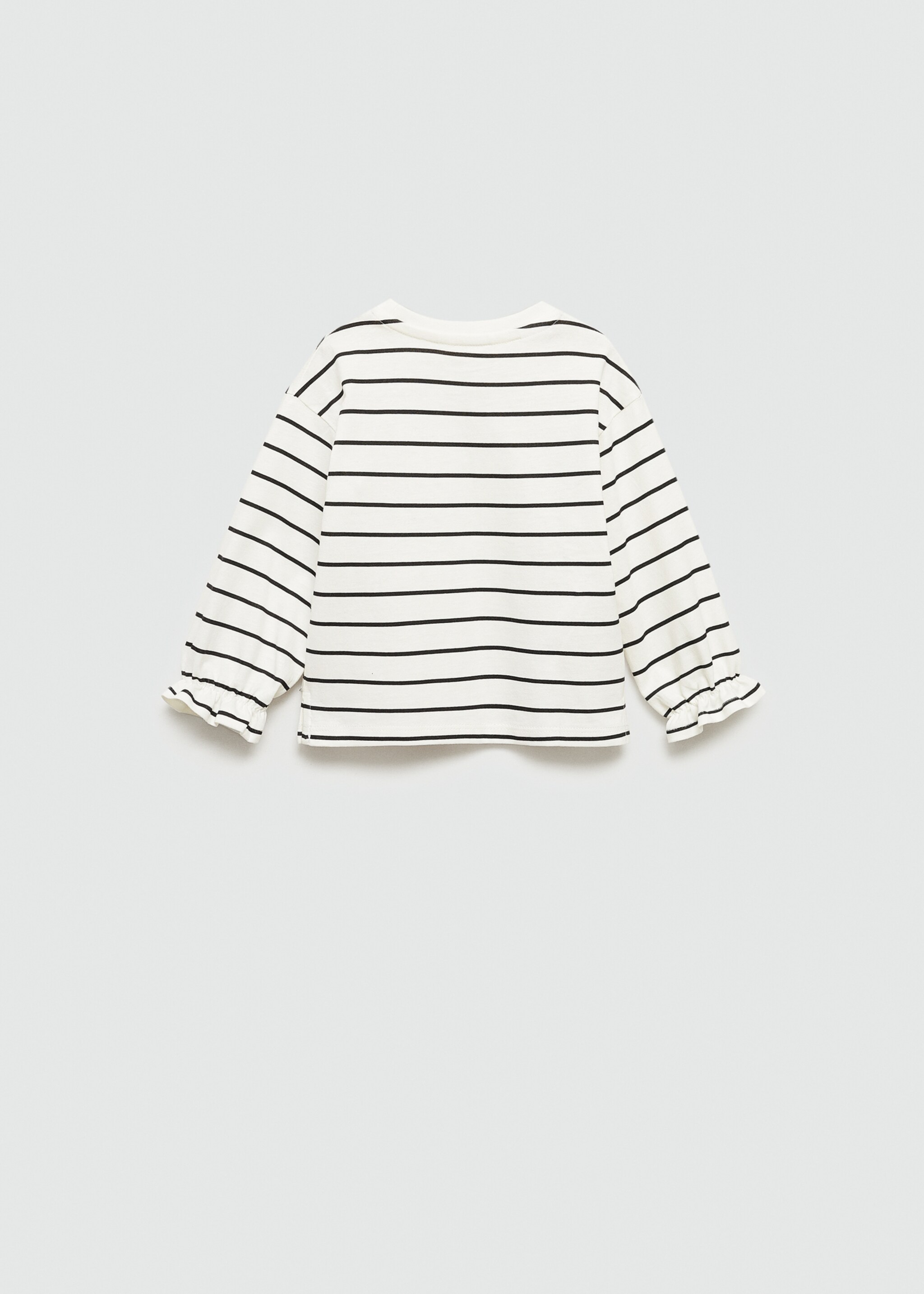Långärmad randig t-shirt - Artikelns baksida, Benvit. Ref: 77006743-00.