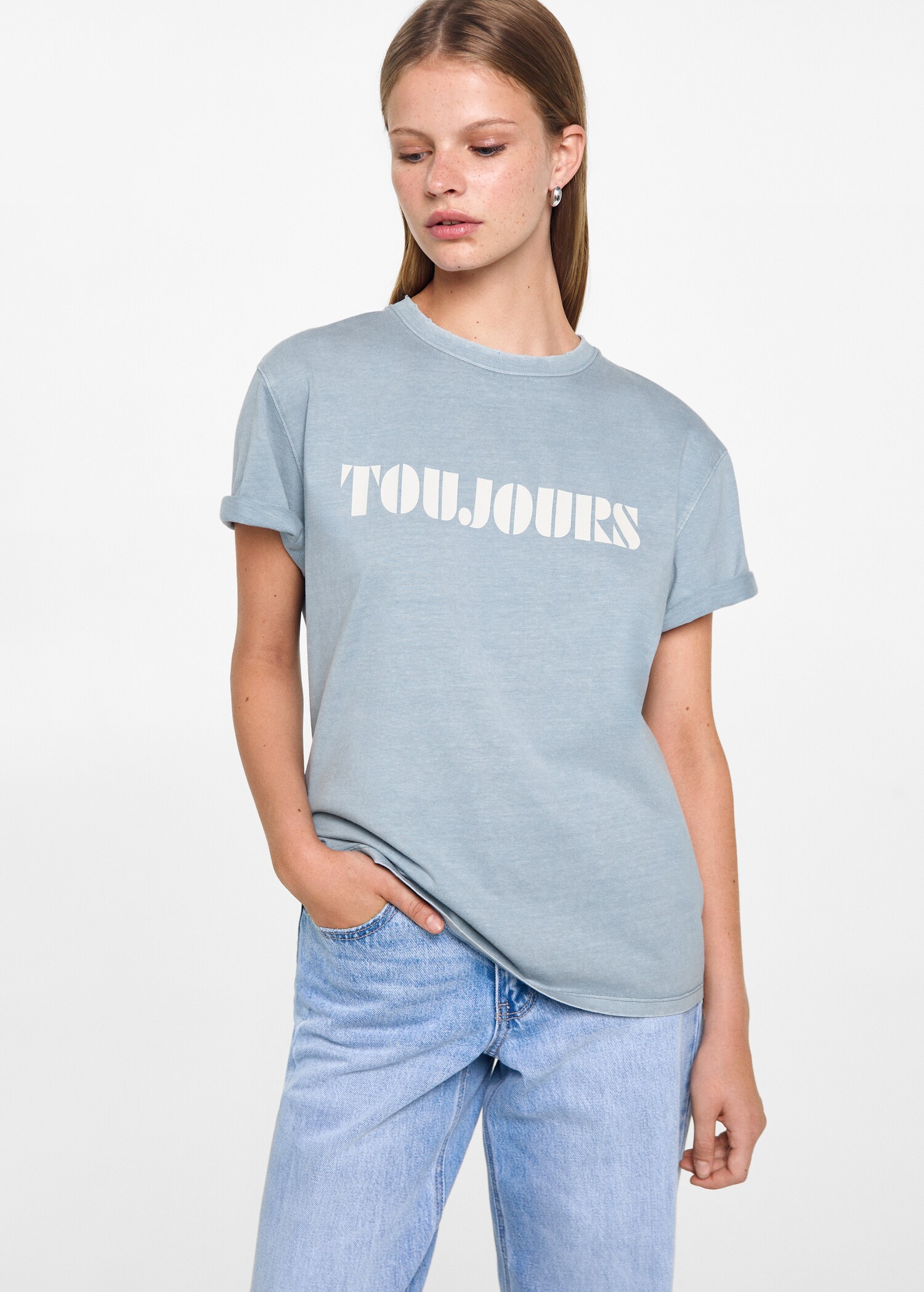 Printed cotton-blend t-shirt - Medium plane