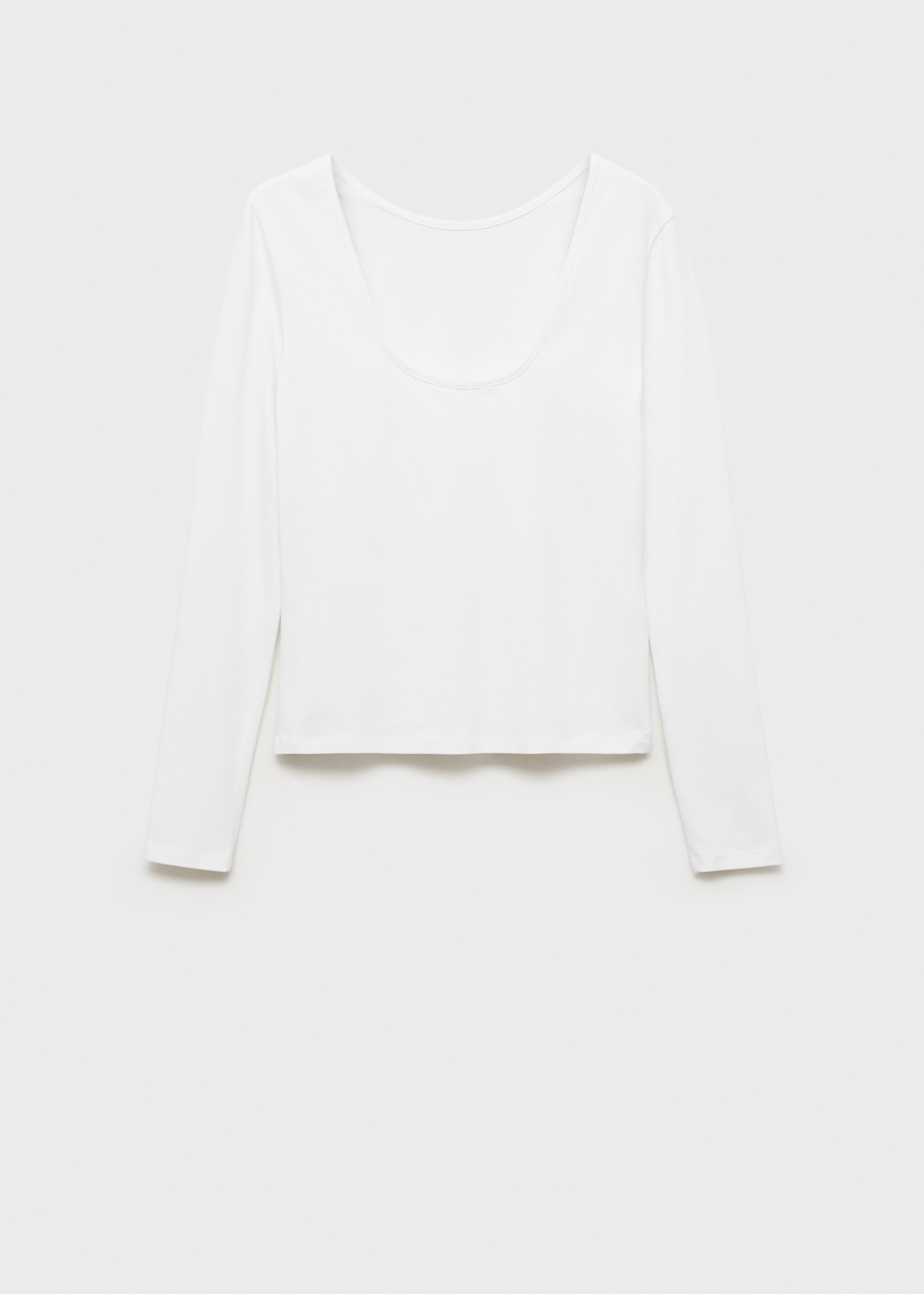 Long sleeved t-shirt back open - Article without model, Off White. Ref: 77006750-00.
