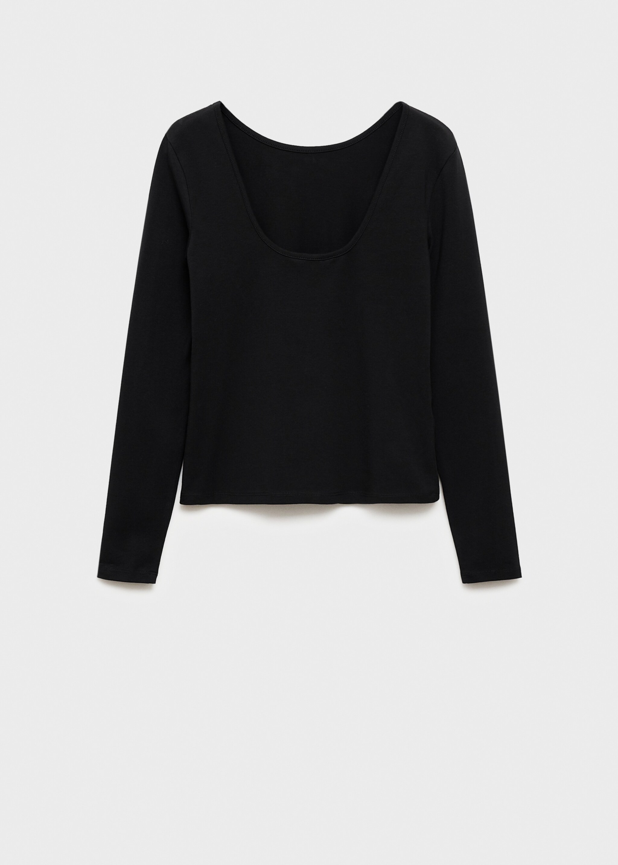 Long sleeved t-shirt back open - Article without model, Black. Ref: 77006750-00.