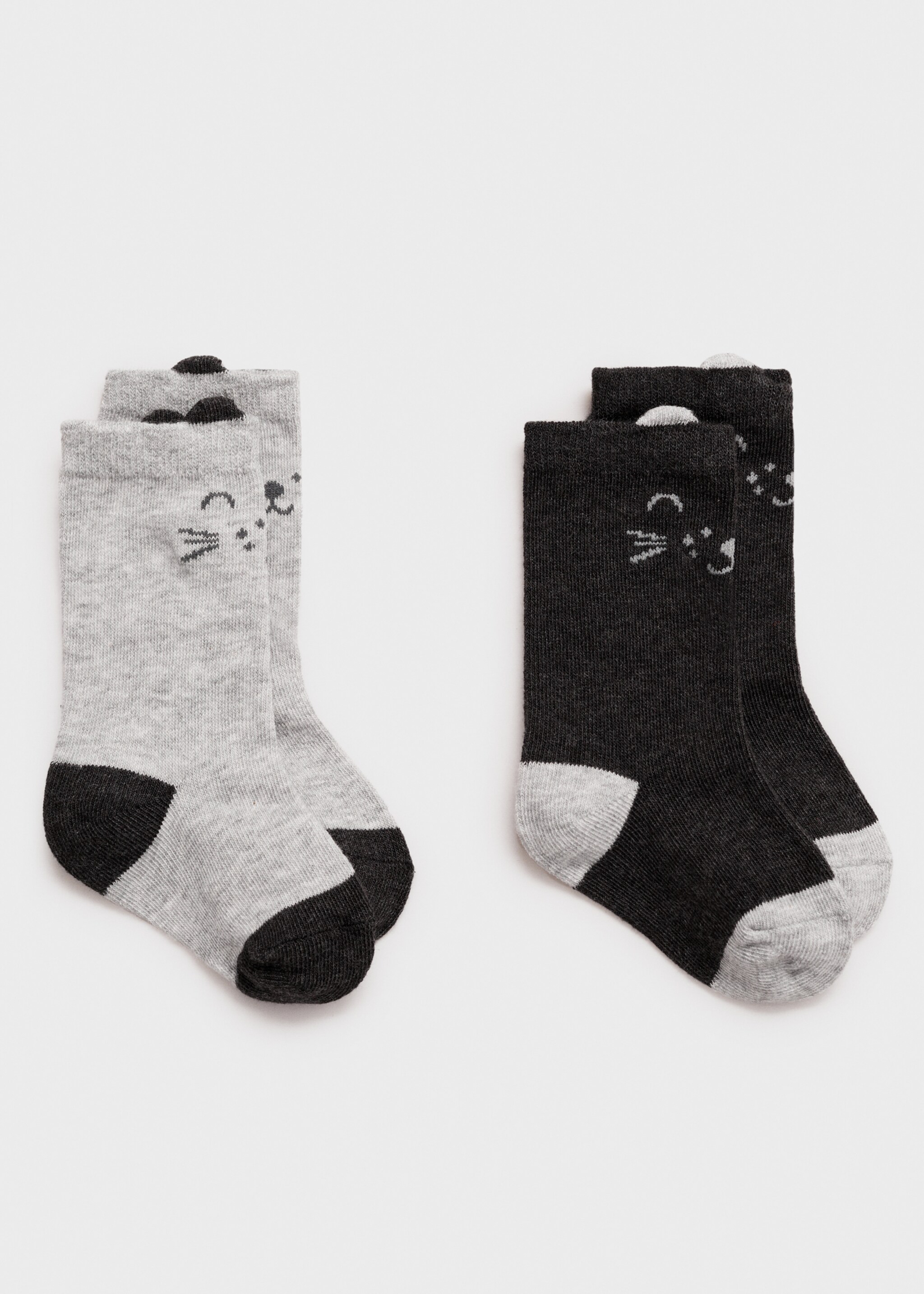 Pack of 2 cat socks - Article without model, Charcoal. Ref: 77006761-00.