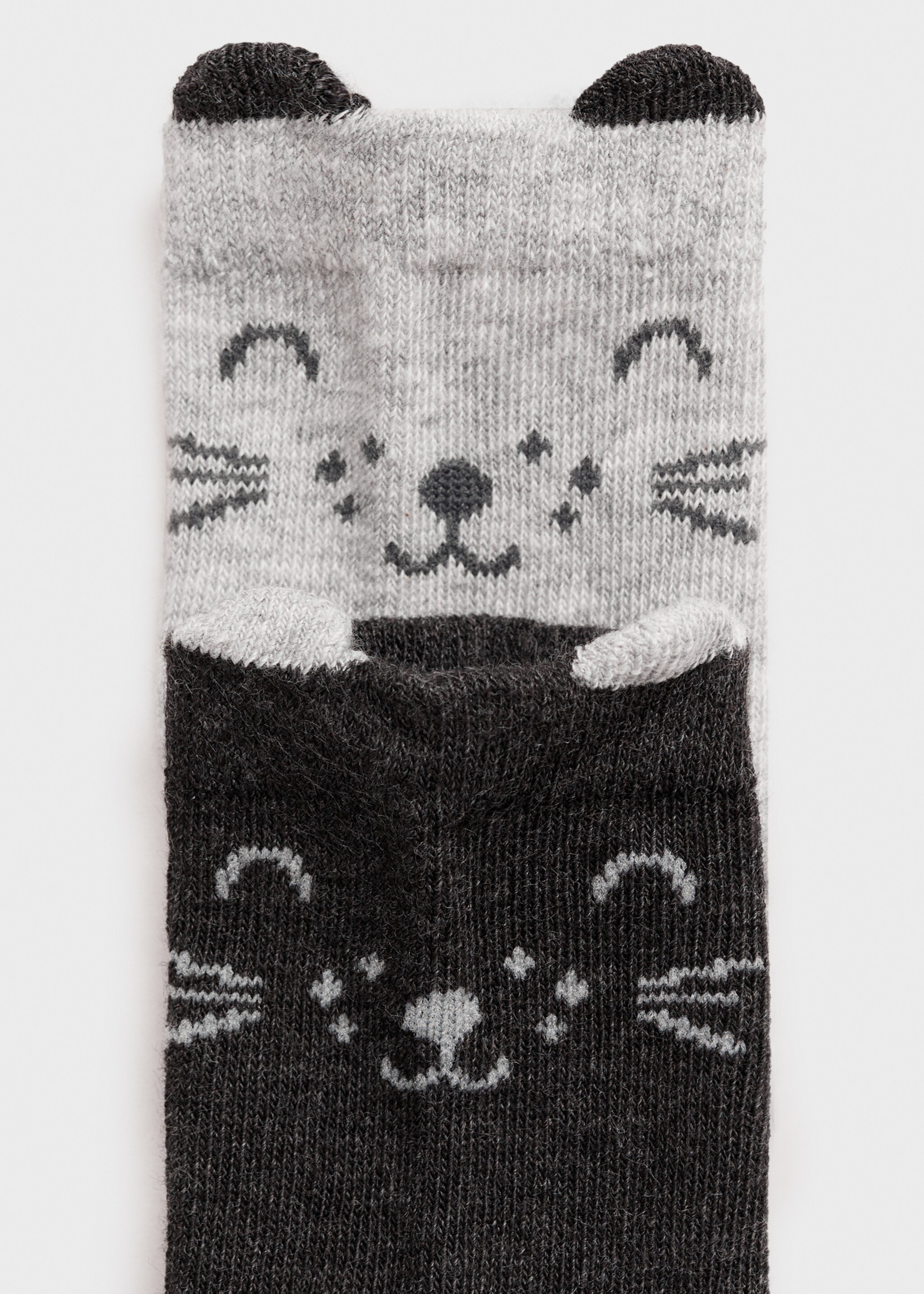 Pack of 2 cat socks - Details of the article 0, Charcoal. Ref: 77006761-00.