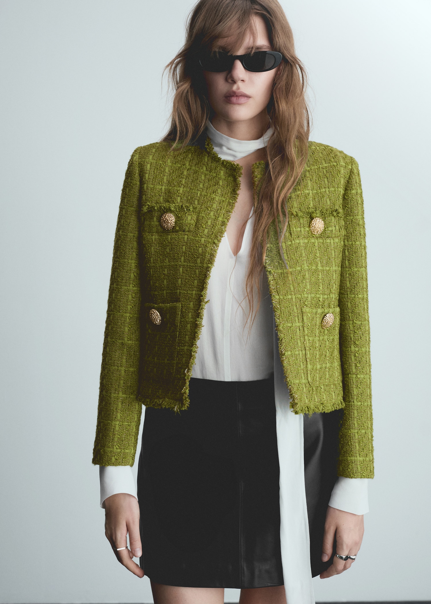 Tweed jacket with jewel buttons Women MANGO OUTLET Bulgaria