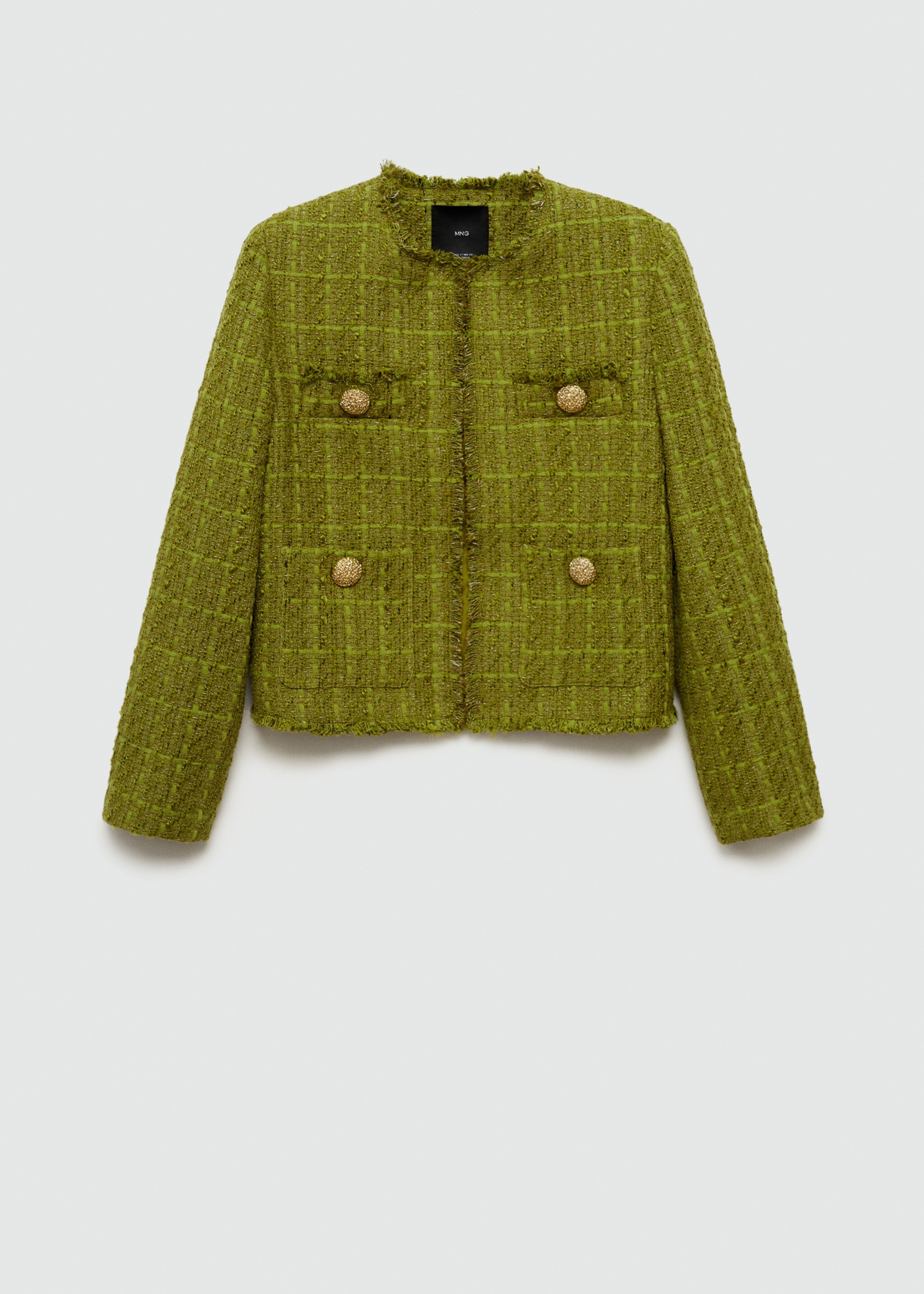Jachetă din tweed cu nasturi bijuterie - Articol fără model, Oliv. Ref: 77006764-00.