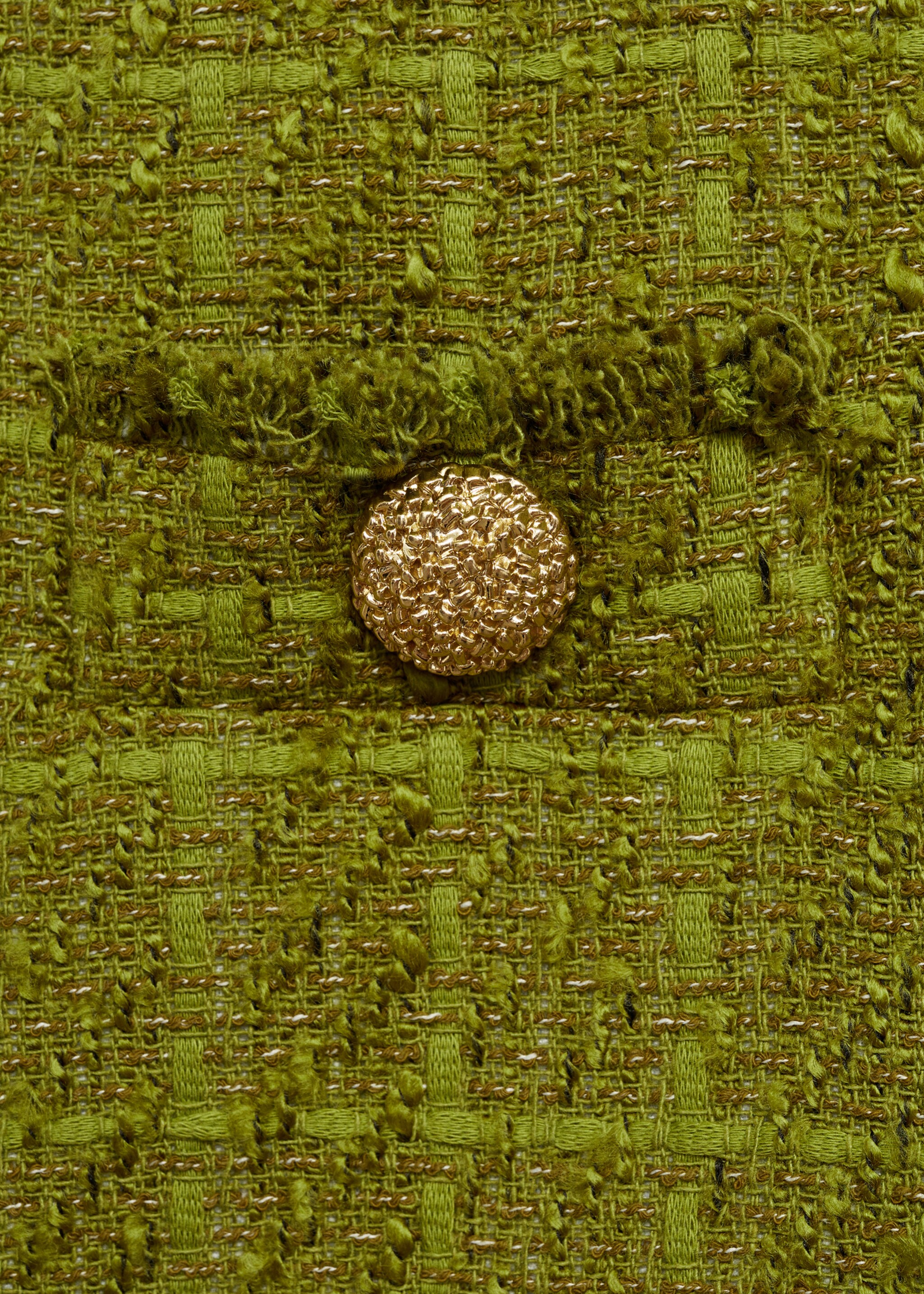Jachetă din tweed cu nasturi bijuterie - Detaliu al articolului 8, Oliv. Ref: 77006764-00.