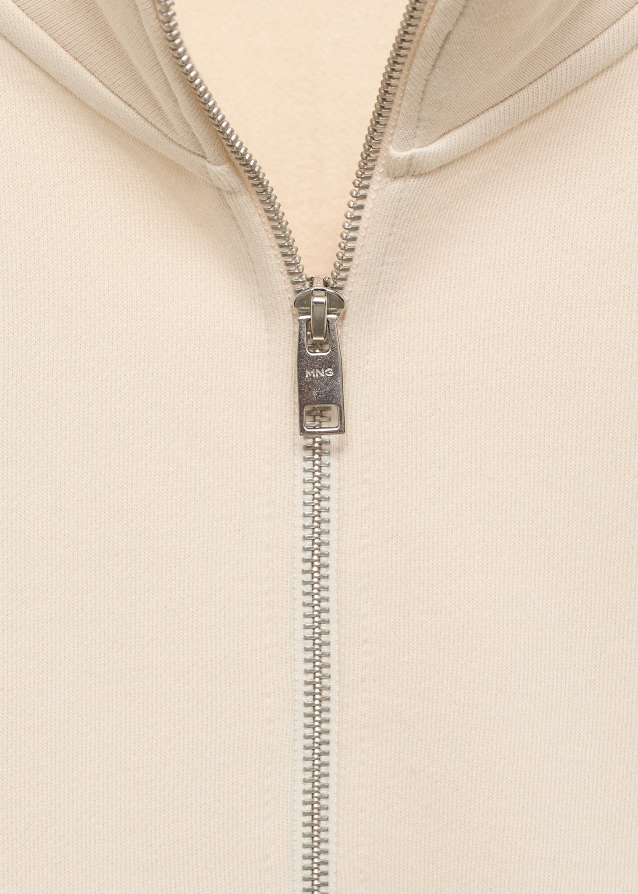 Cotton sweatshirt with zip neck - Details of the article 8, Ecru. Ref: 77007119-00.