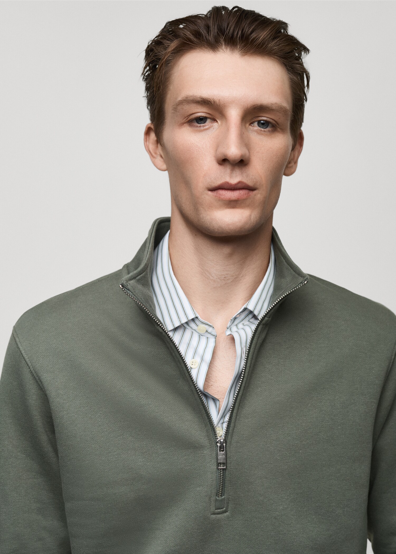 Cotton sweatshirt with zip neck - Details of the article 1