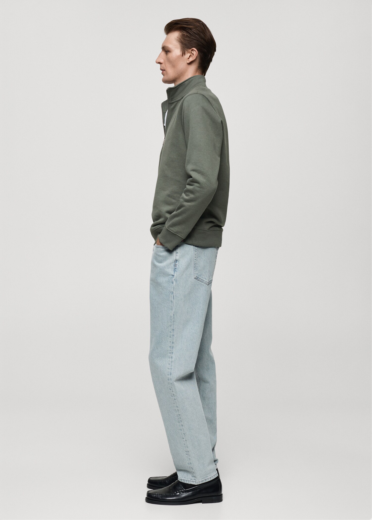 Cotton sweatshirt with zip neck - Details of the article 2