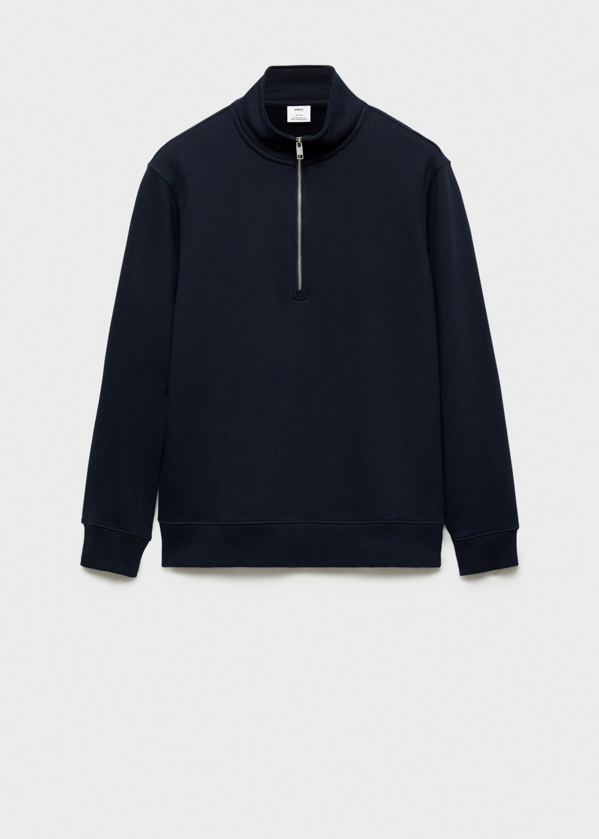 Cotton sweatshirt with zip neck - Article without model, Dark Navy. Ref: 77007119-00.