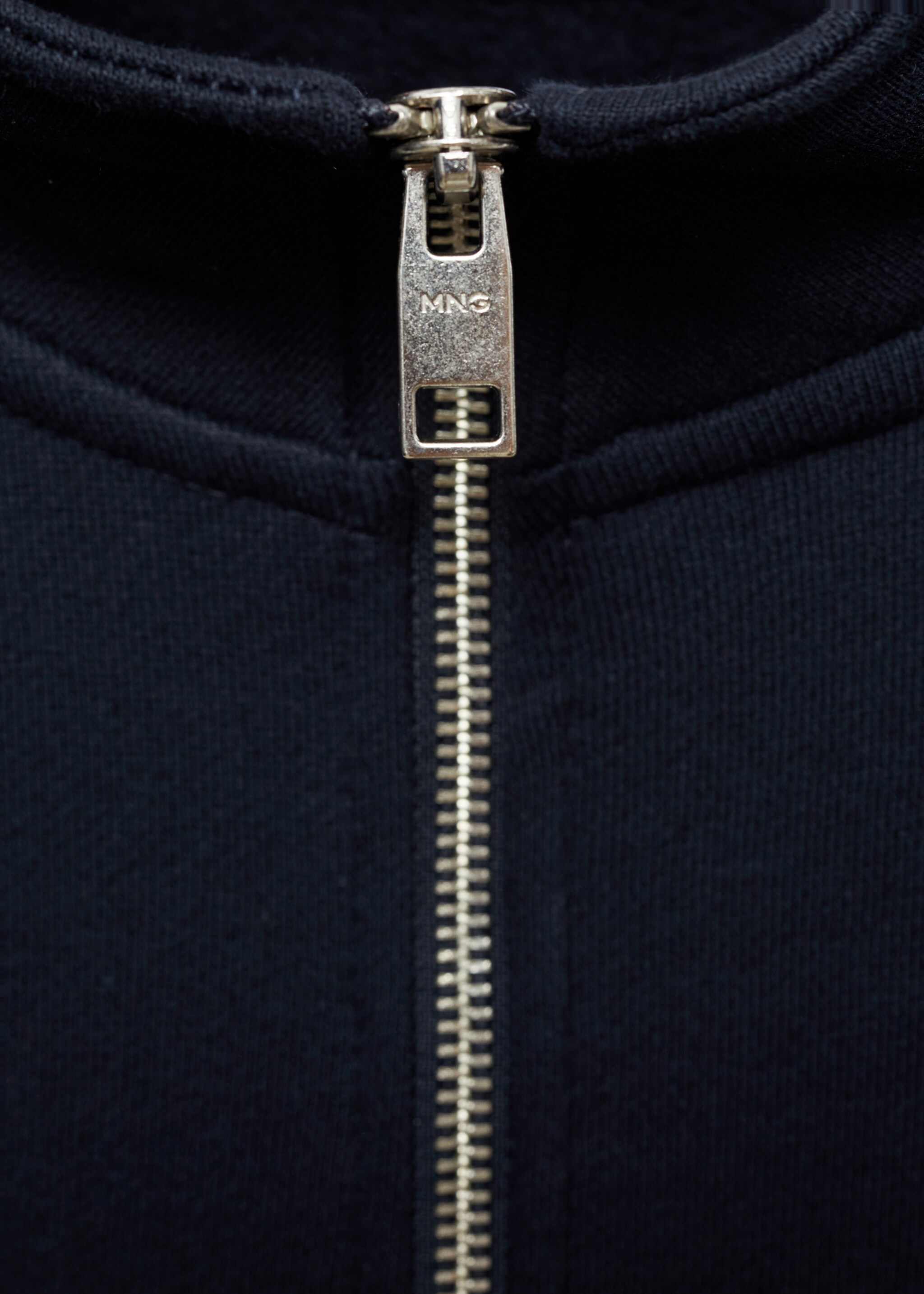 Cotton sweatshirt with zip neck - Details of the article 8, Dark Navy. Ref: 77007119-00.