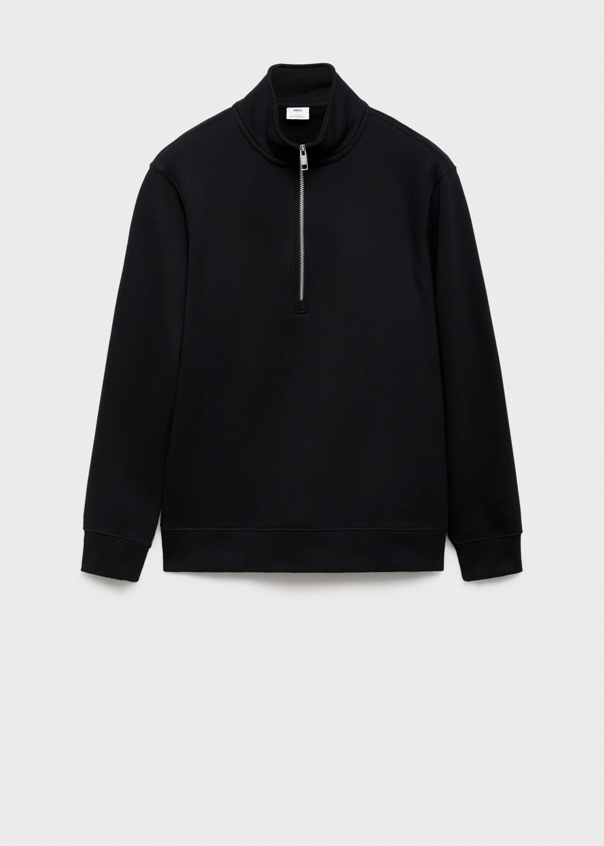 Sweat-shirt coton col zippé - Article sans modèle, Noir. Ref: 77007119-00.