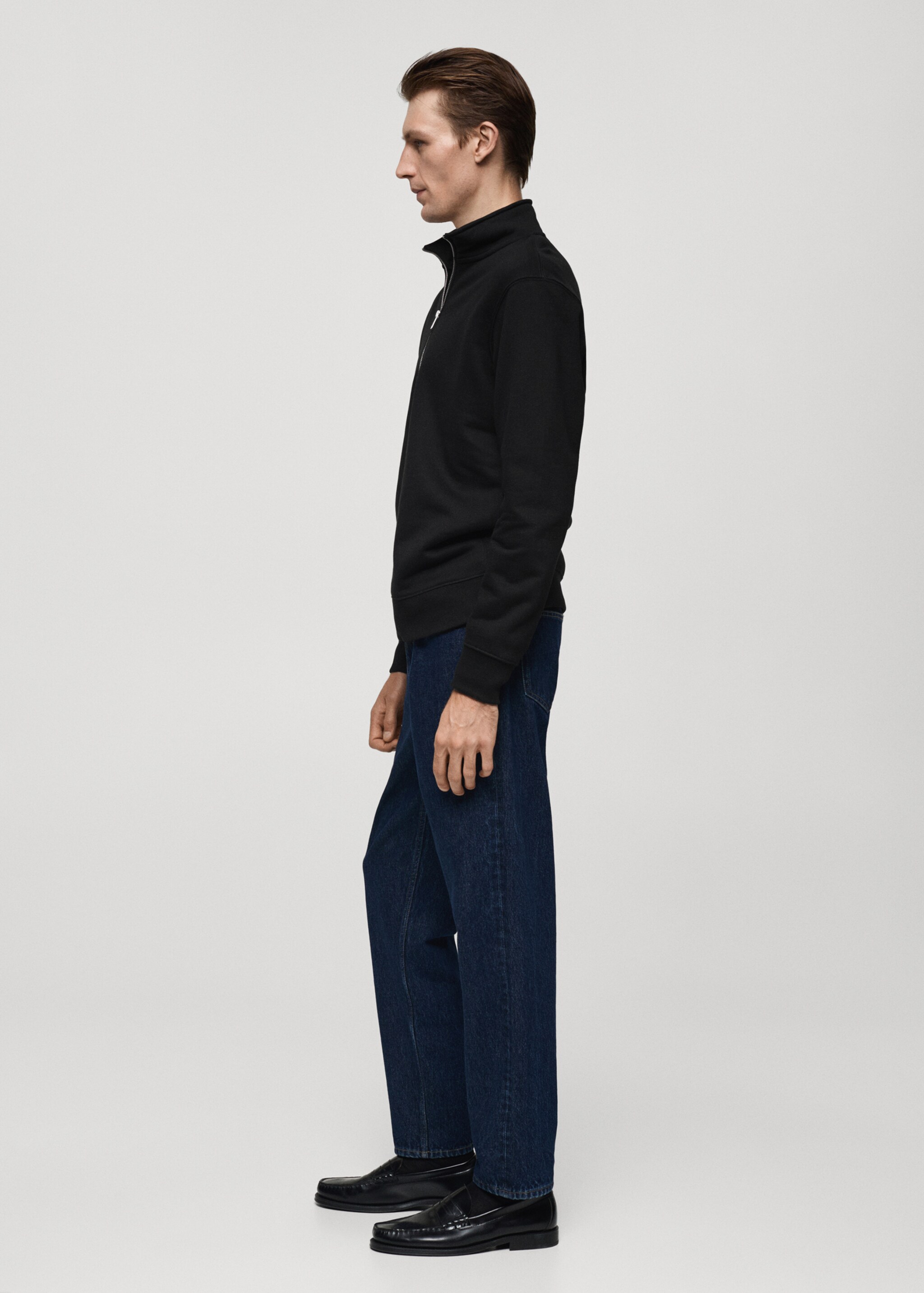 Sweat-shirt coton col zippé - Détail de l'article 2, Noir. Ref: 77007119-00.
