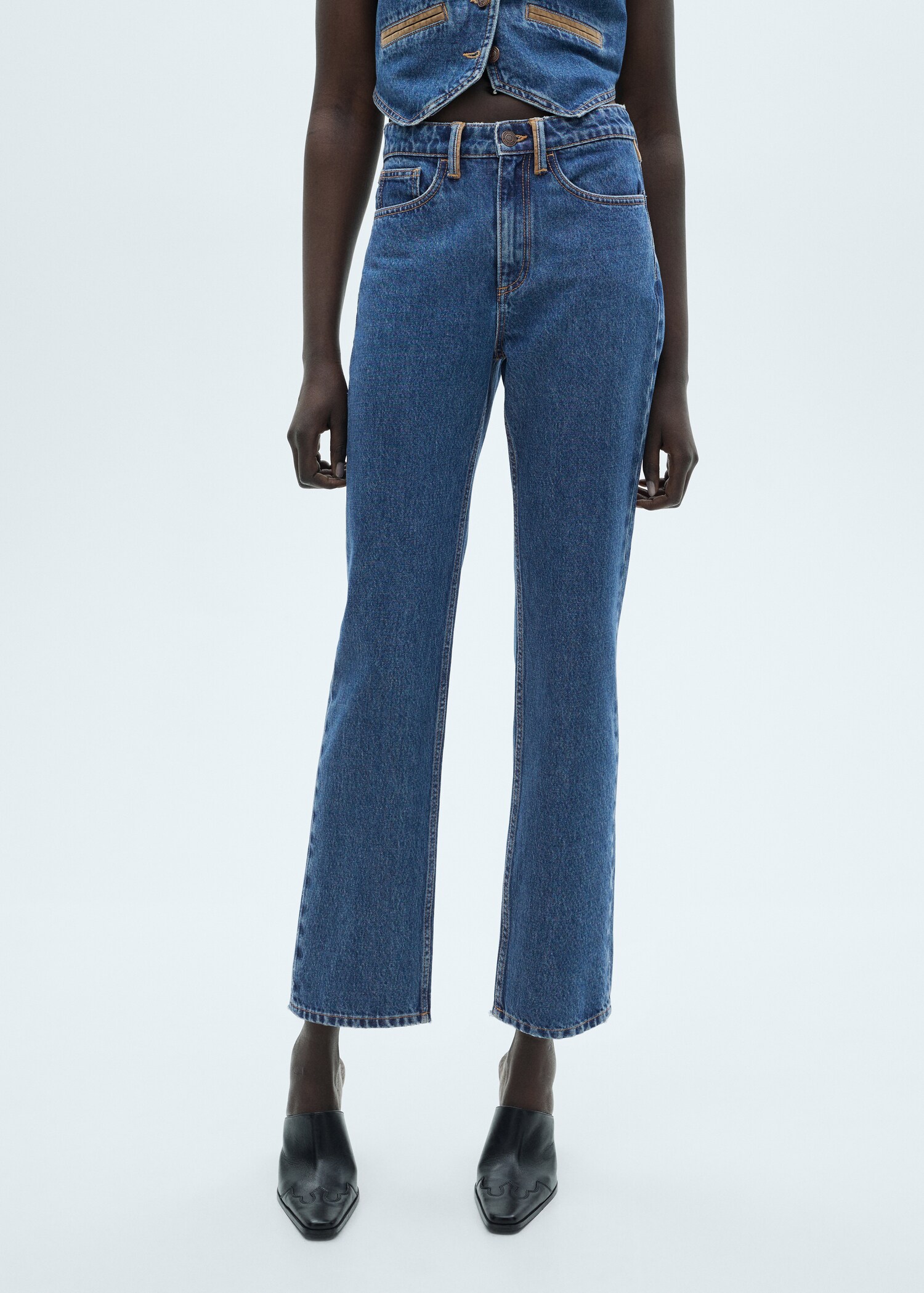 Straight-fit jeans with contrasting details - Medium plane