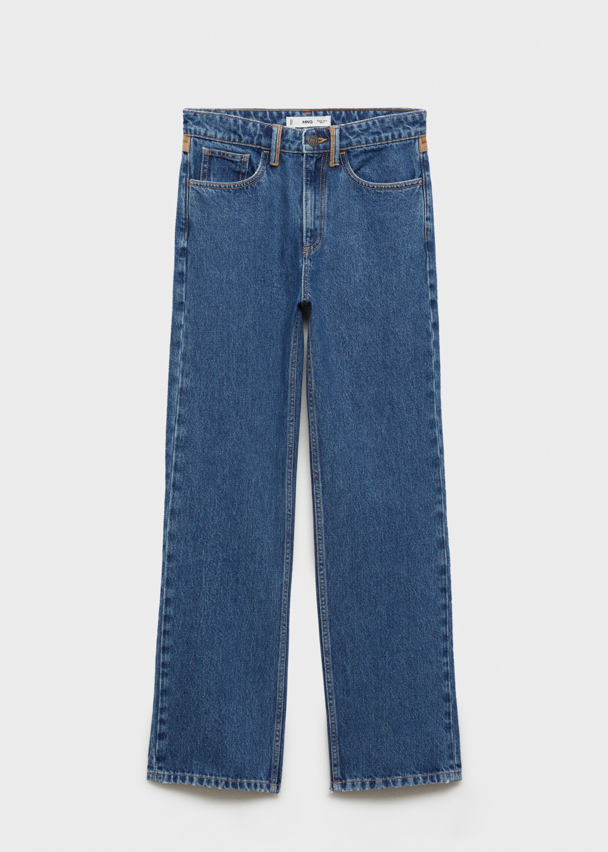 Gerade Jeans mit Kontrastdetails - Artikel ohne Model, Dunkelblau. Ref: 77007130-00.