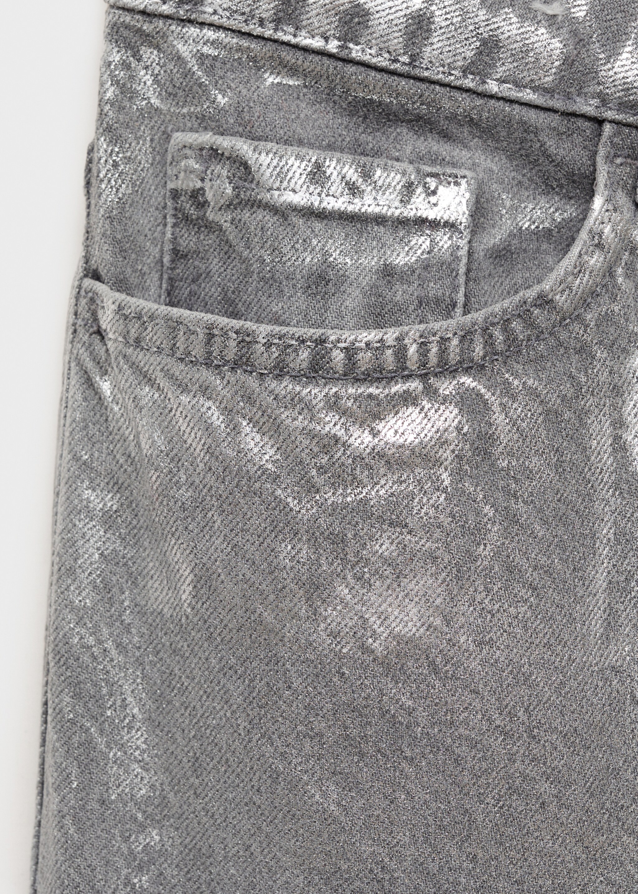 Straight foil jeans - Details of the article 0, Silver. Ref: 77007131-00.