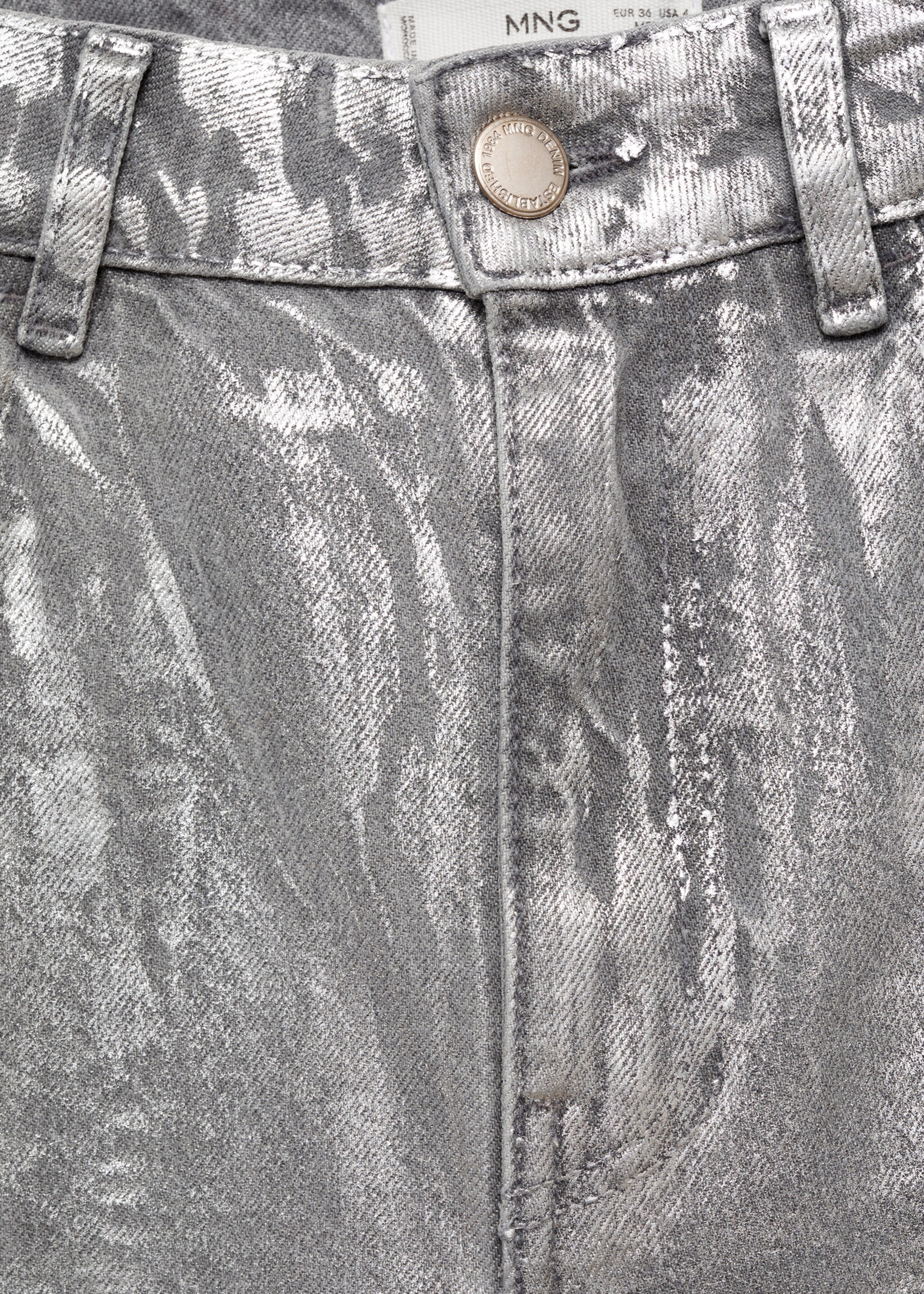 Straight foil jeans - Details of the article 8, Silver. Ref: 77007131-00.