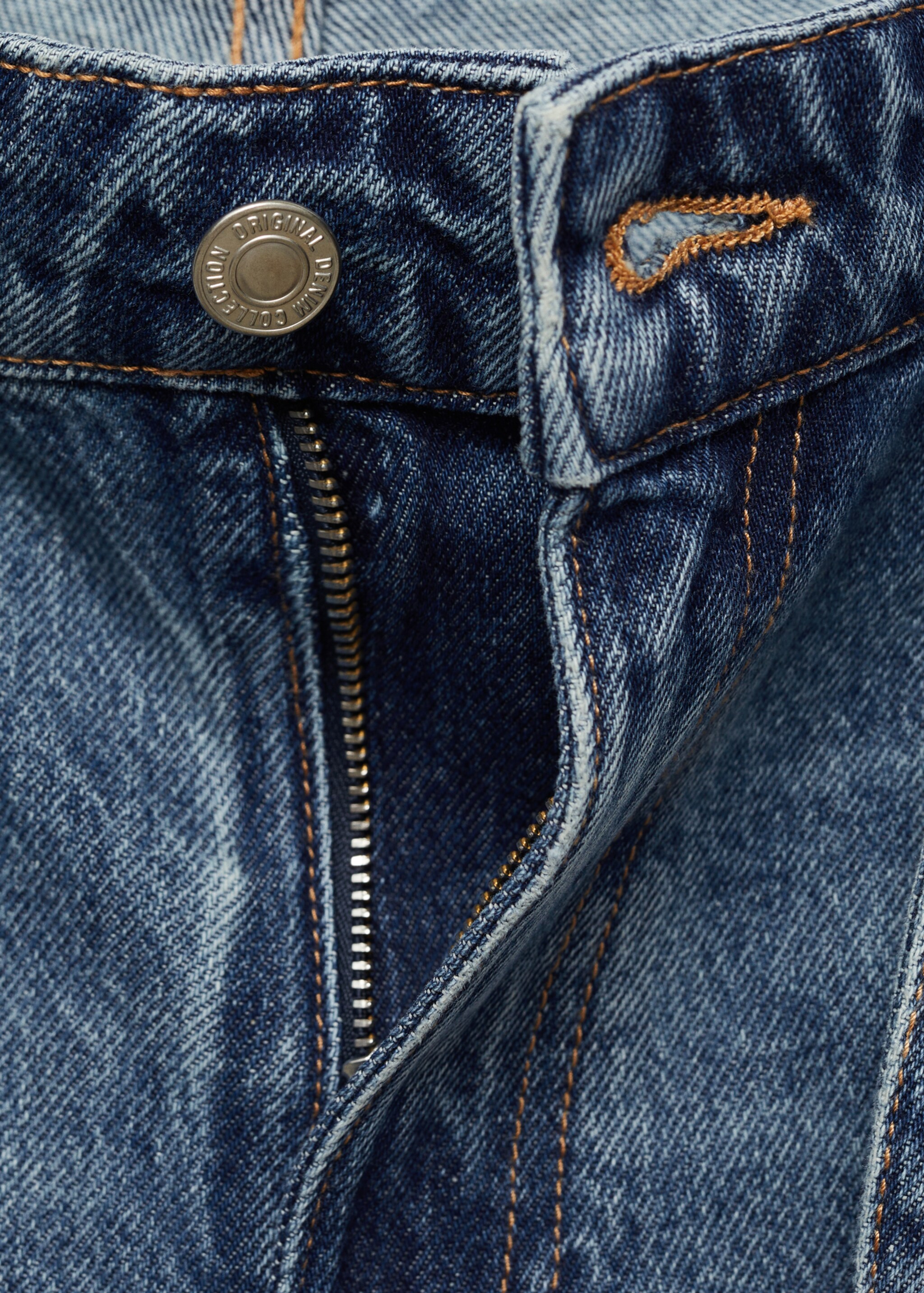 Low waist wide leg jeans - Details of the article 8, Dark Blue. Ref: 77007132-00.