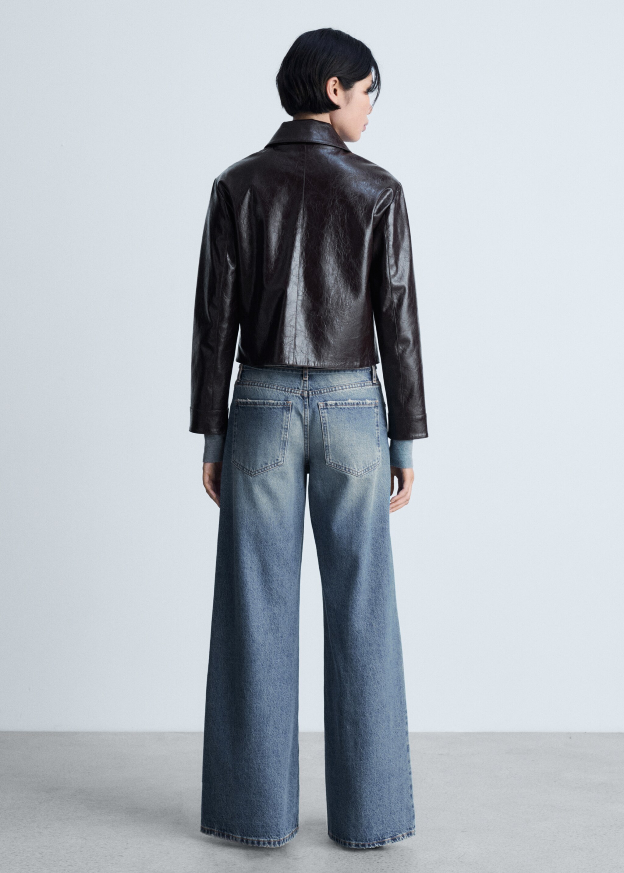 Low waist wide leg jeans - Reverse of the article, Dark Blue. Ref: 77007132-00.