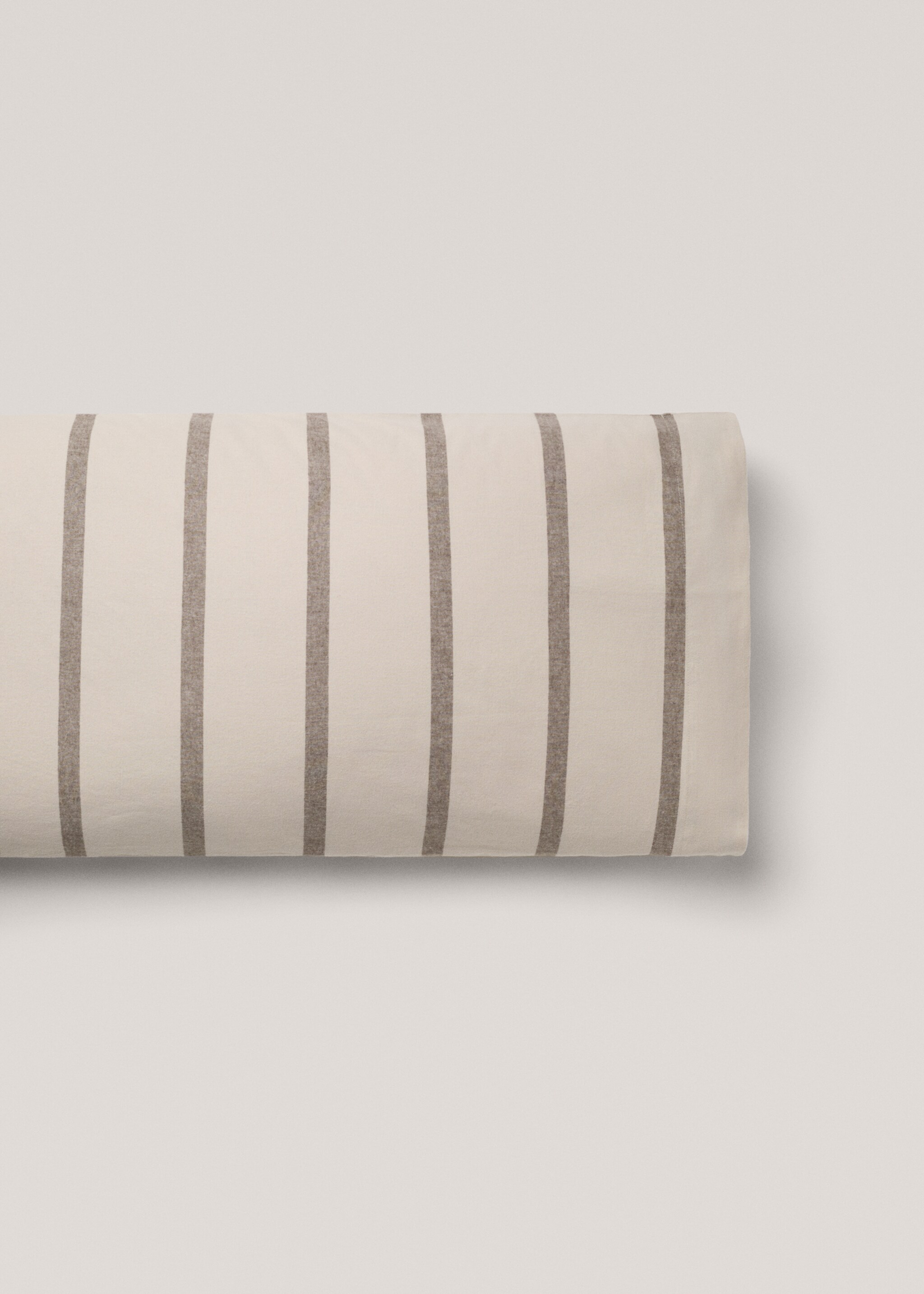 Gestreifter Kopfkissenbezug aus 100 % Baumwoll-Flanell 45 x 110 cm - Artikel ohne Model, Beige. Ref: 77007668-00.