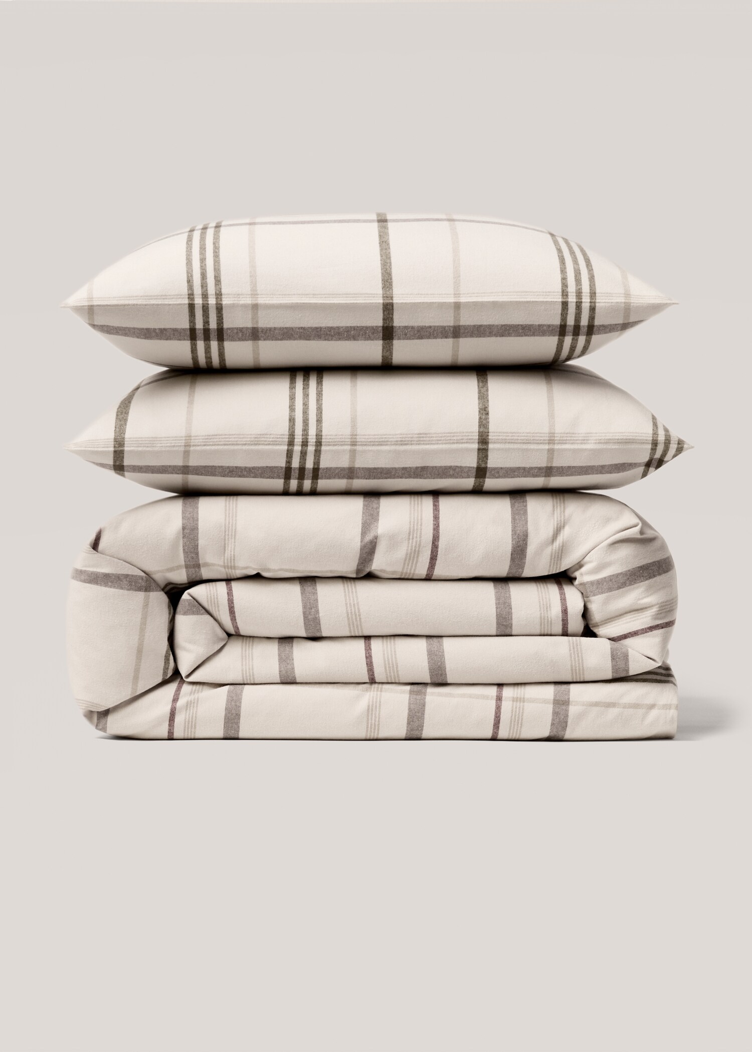 Wendbarer Flanell-Bettbezug mit Karomuster für 180 cm Bett - Artikel ohne Model