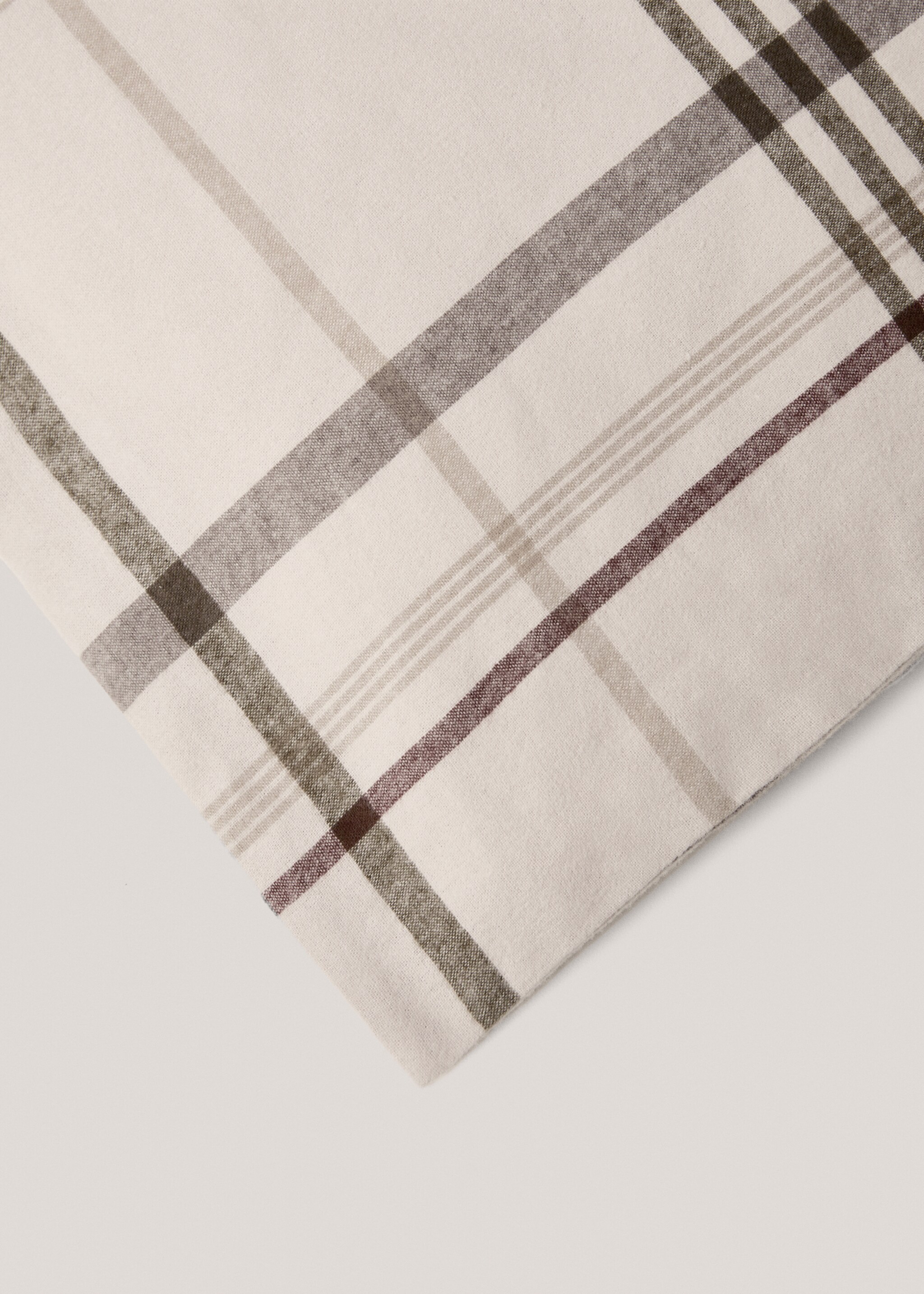 Reversible duvet cover flannel checkered flannel bed 90cm - Details of the article 2, Beige. Ref: 77007675-00.