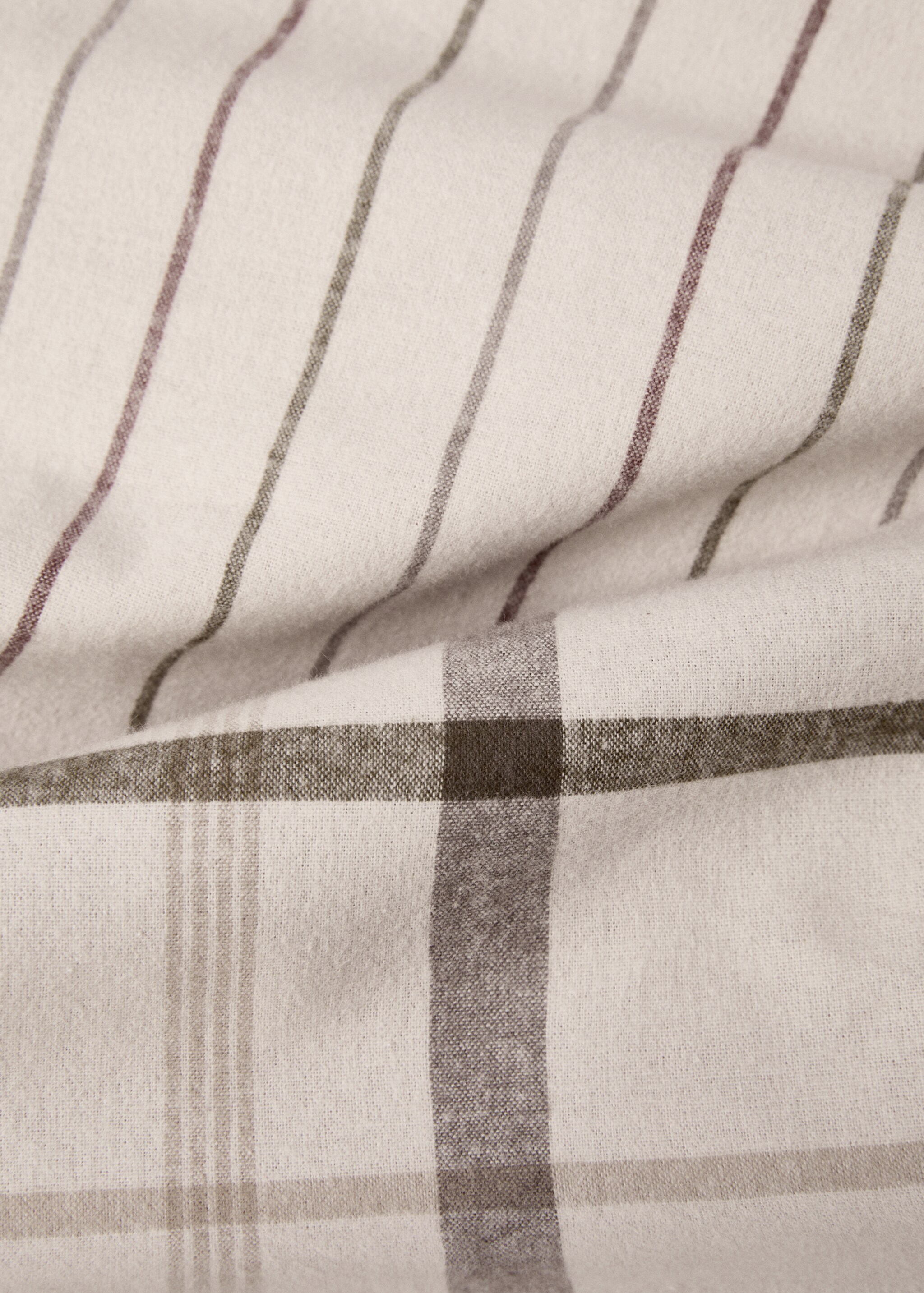 Reversible duvet cover flannel checkered flannel bed 90cm - Details of the article 3, Beige. Ref: 77007675-00.