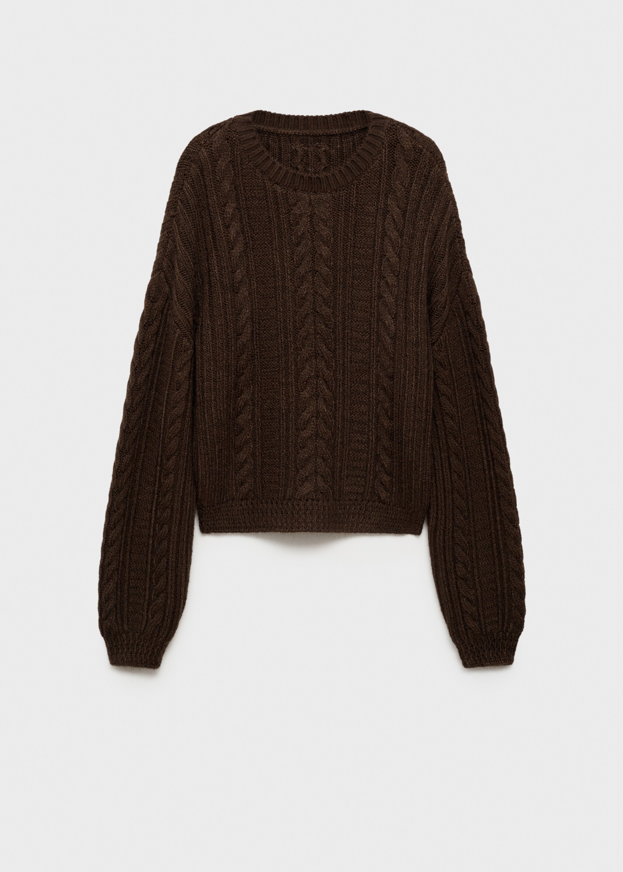 Round-neck braided sweater - Article without model, Brown. Ref: 77007678-00.
