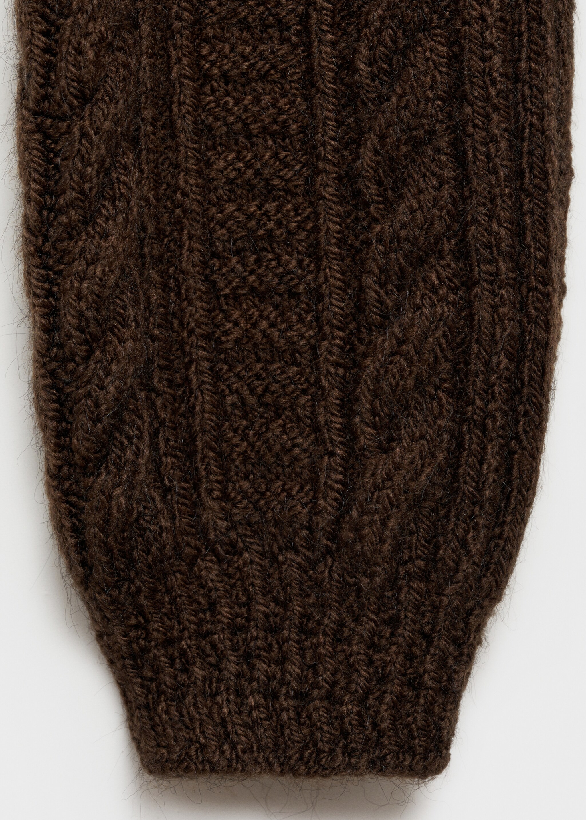 Round-neck braided sweater - Details of the article 0, Brown. Ref: 77007678-00.