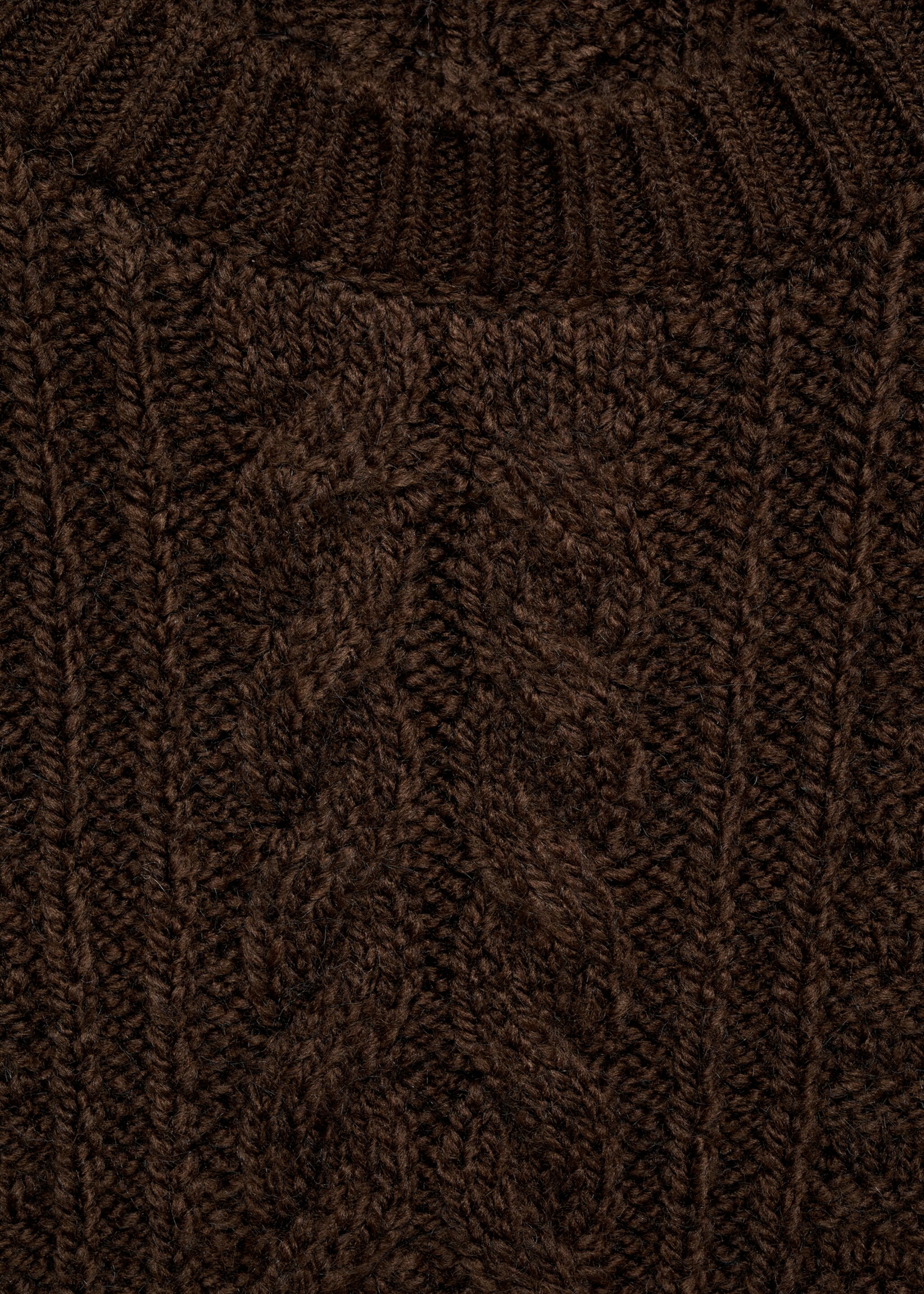 Round-neck braided sweater - Details of the article 8, Brown. Ref: 77007678-00.