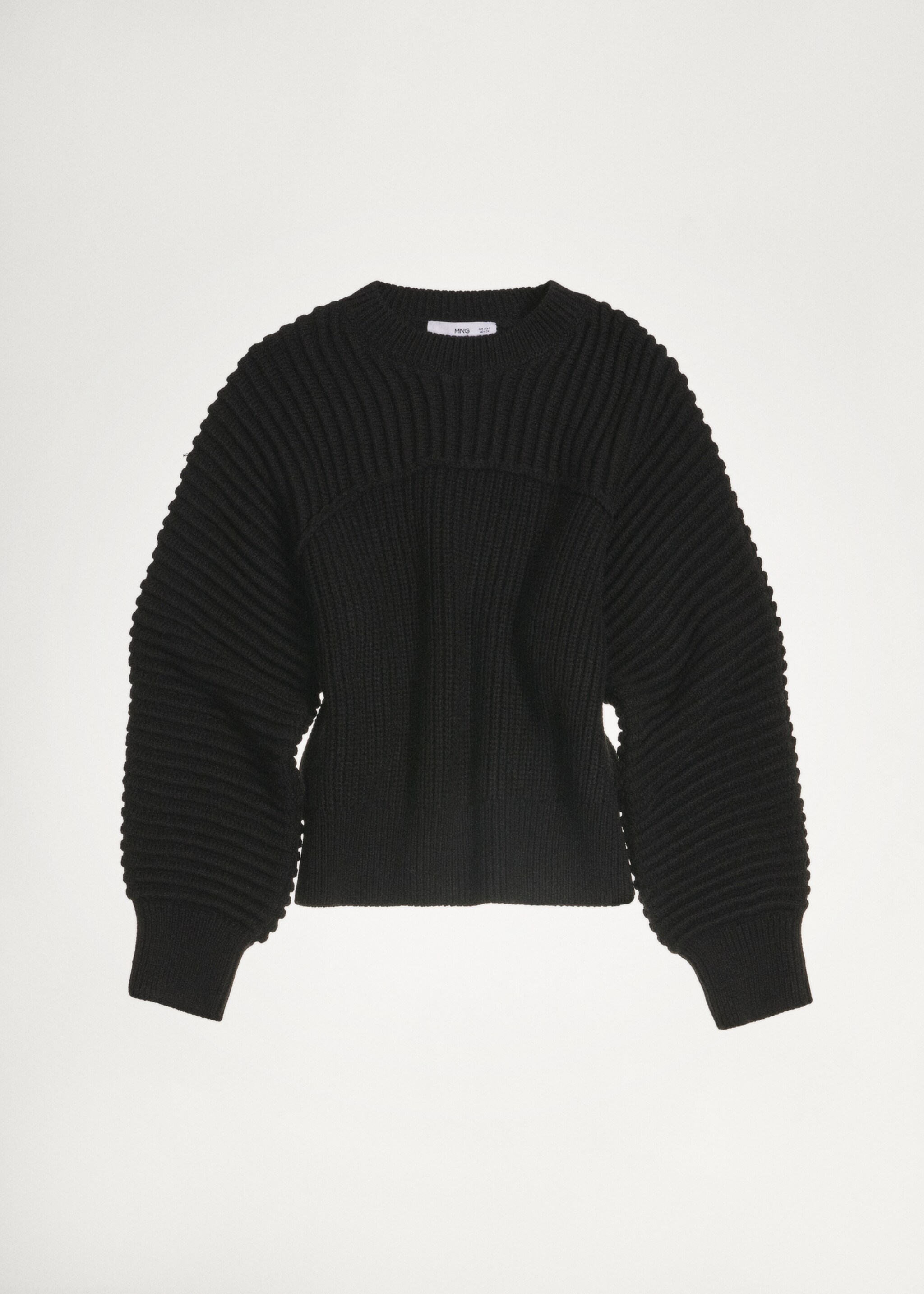 Strickpullover mit Ballonärmel - Detail des Artikels 5, Schwarz. Ref: 77007679-00.