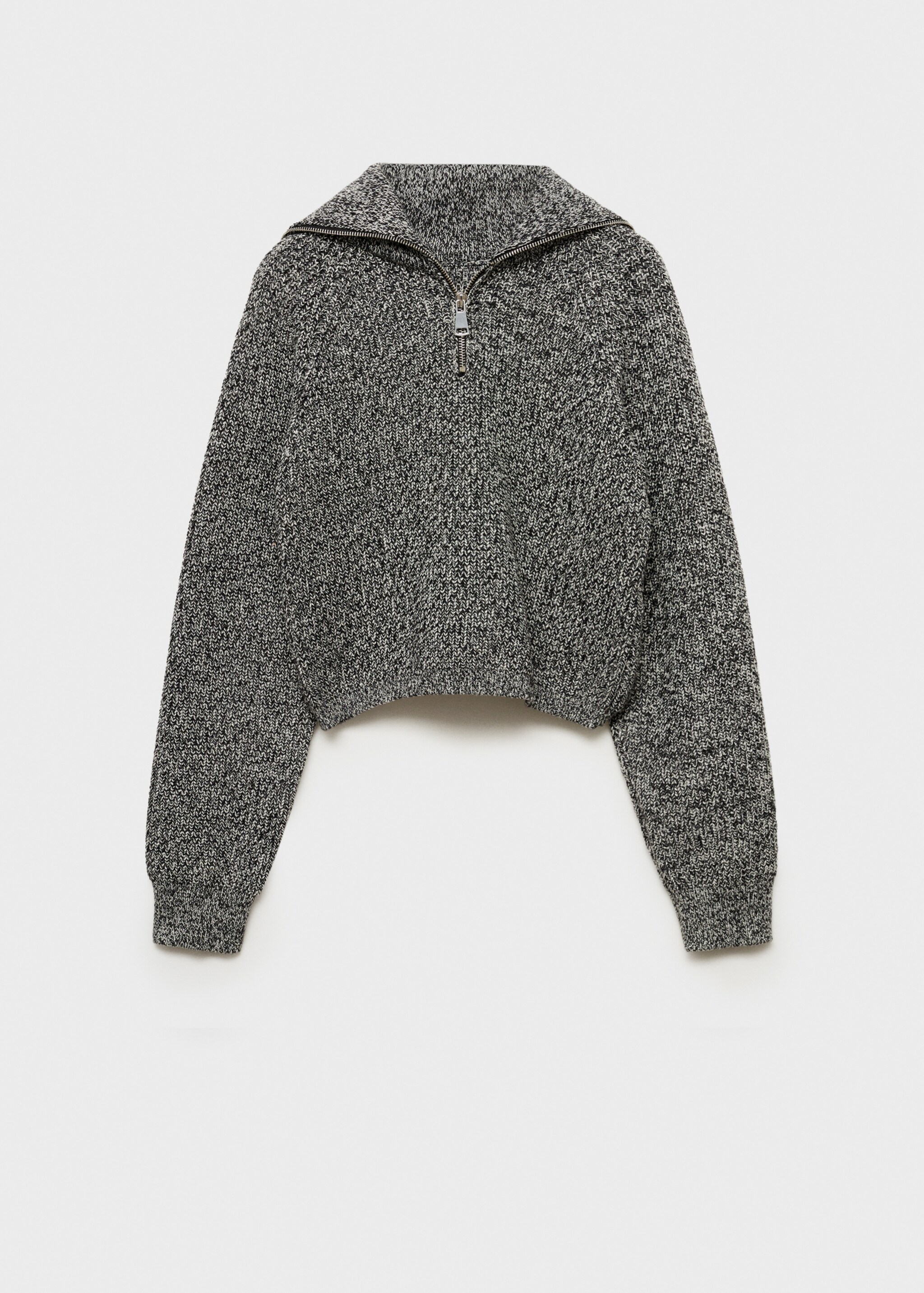 Zip flecked sweater - Article without model, Black. Ref: 77007681-00.