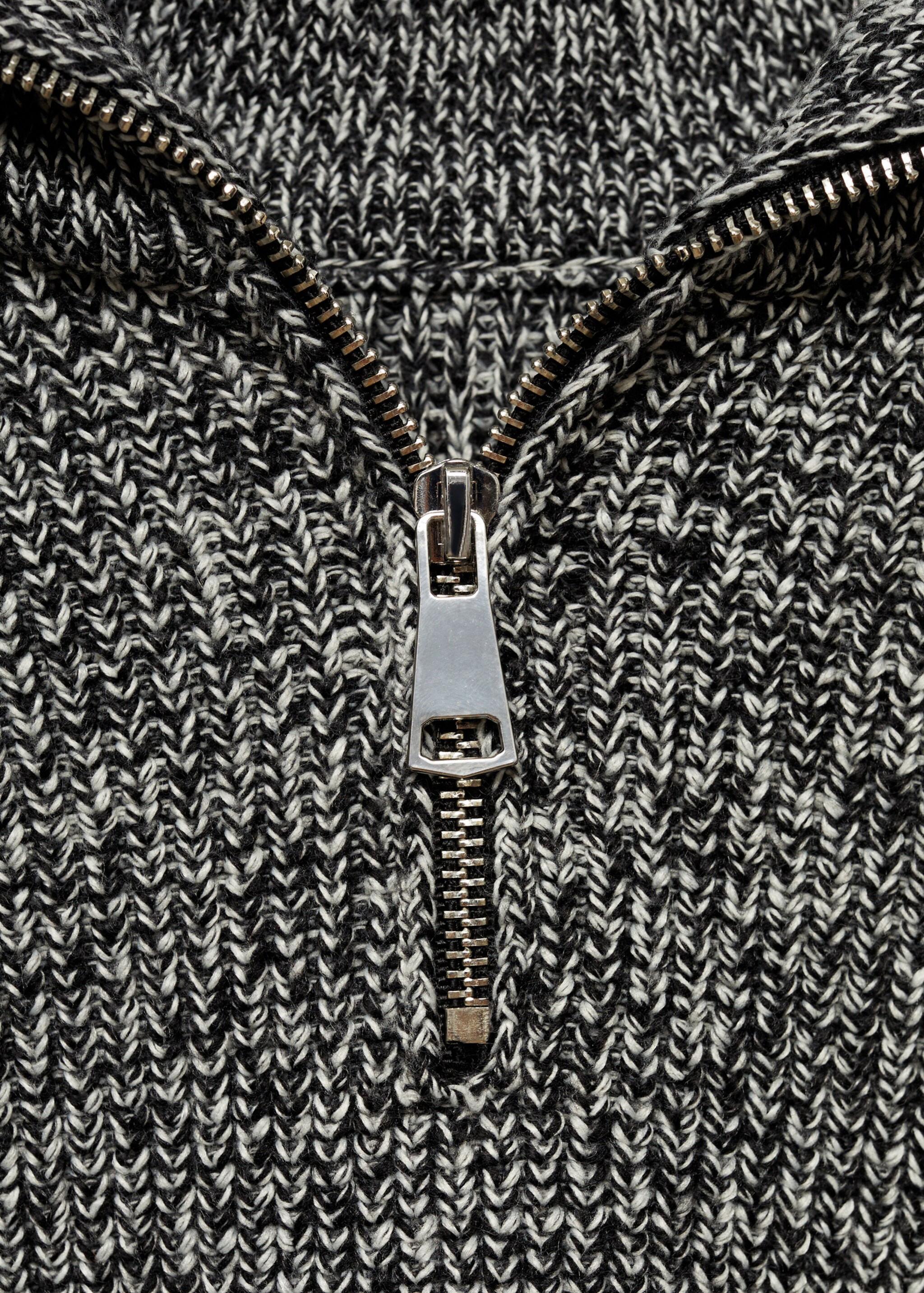 Zip flecked sweater - Details of the article 0, Black. Ref: 77007681-00.