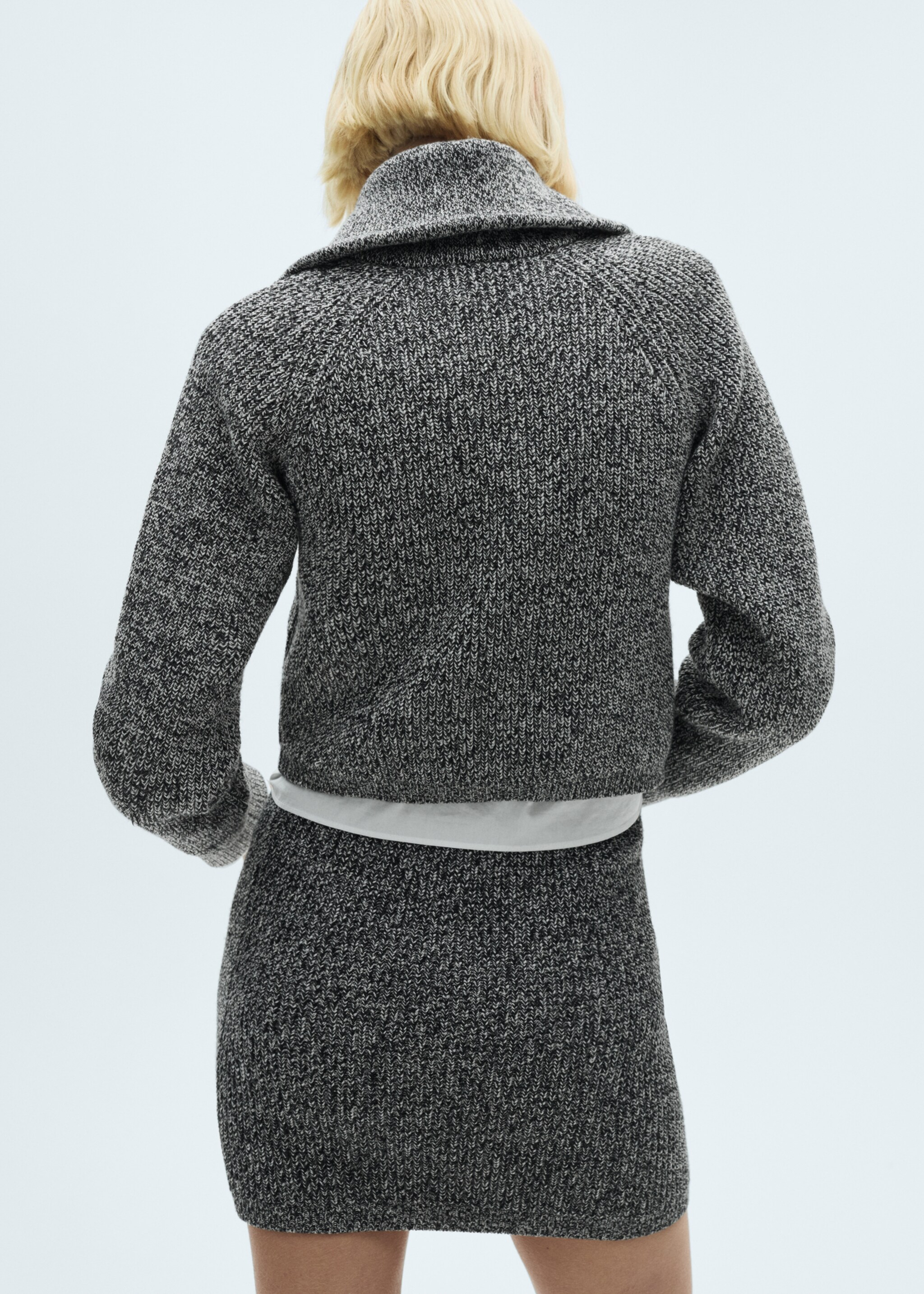 Zip flecked sweater - Reverse of the article, Black. Ref: 77007681-00.