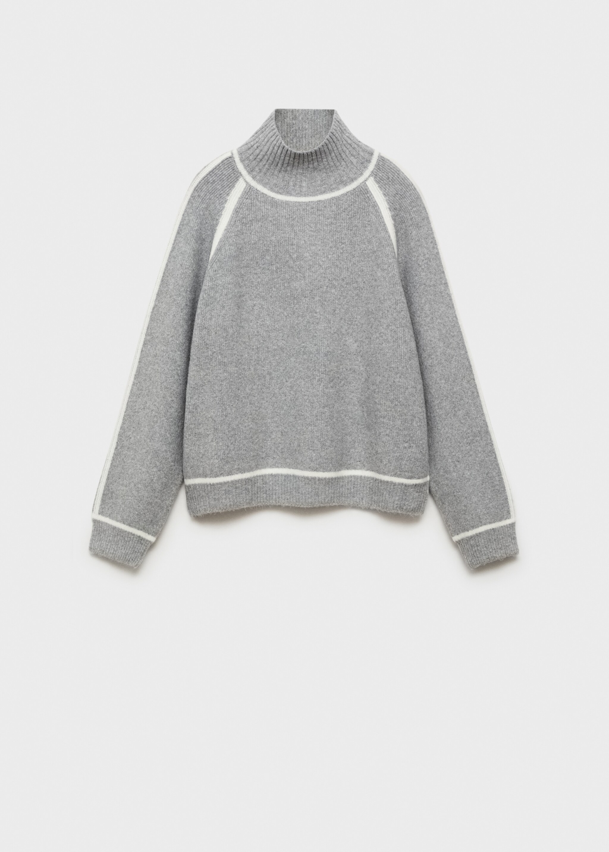 Turtleneck sweater with contrasting details - Article without model, Medium Heather Grey. Ref: 77007682-00.