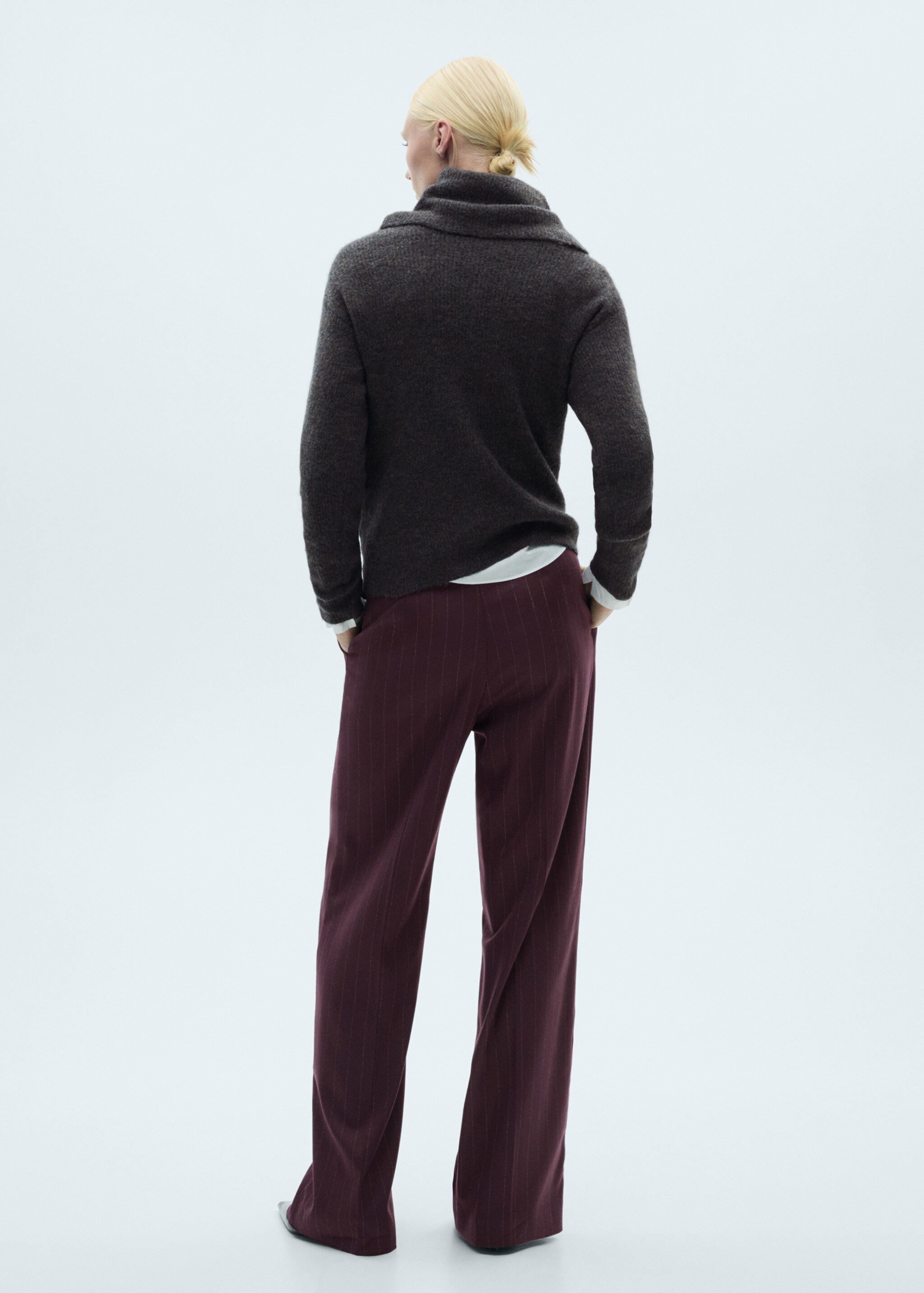 Turtleneck knit sweater - Reverse of the article, Charcoal. Ref: 77007684-00.