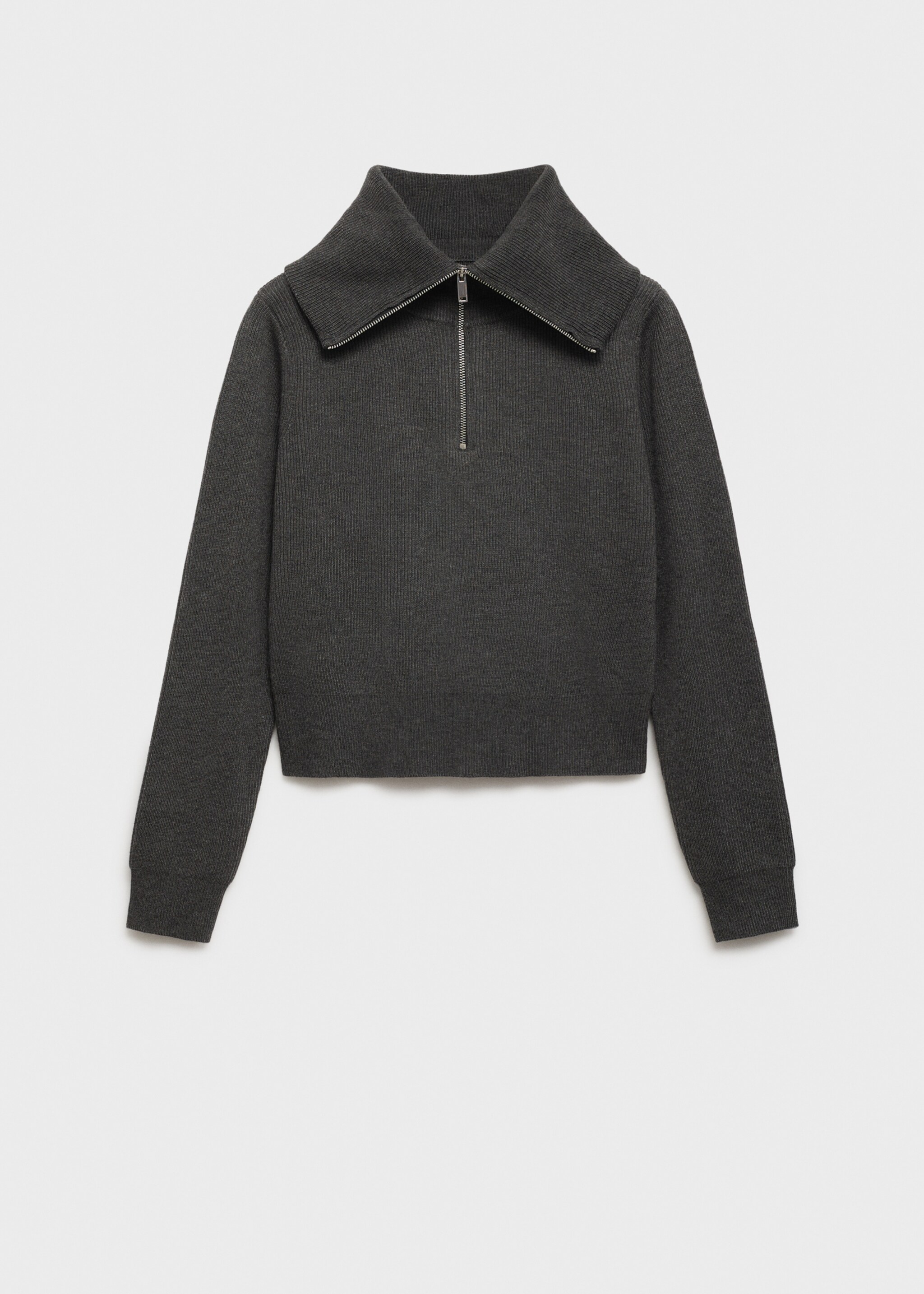 High neck sweater with zip - Article without model, Charcoal. Ref: 77007687-00.
