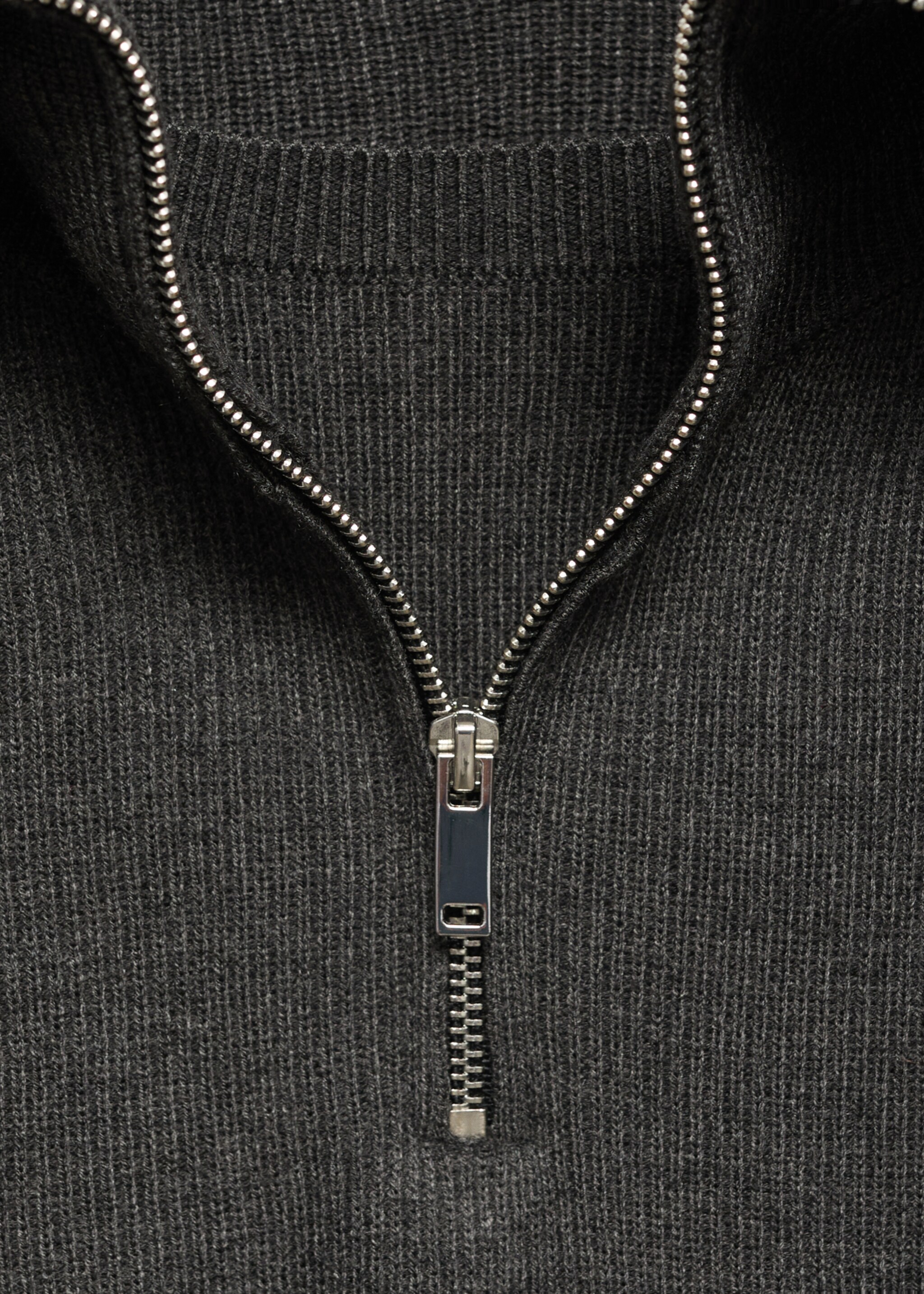 High neck sweater with zip - Details of the article 8, Charcoal. Ref: 77007687-00.
