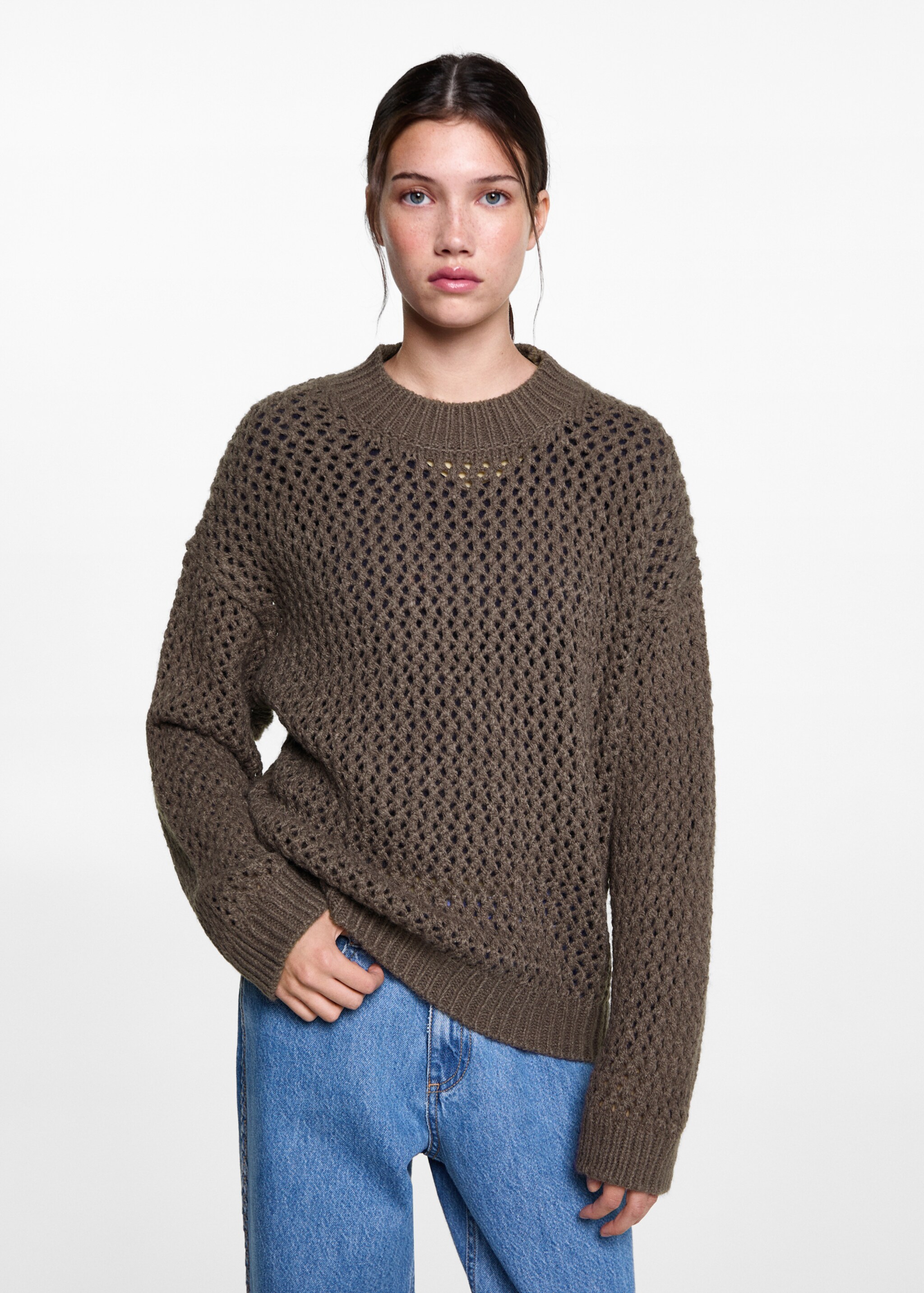 Textured knit sweater - Medium plane, Grey. Ref: 77007692-00.
