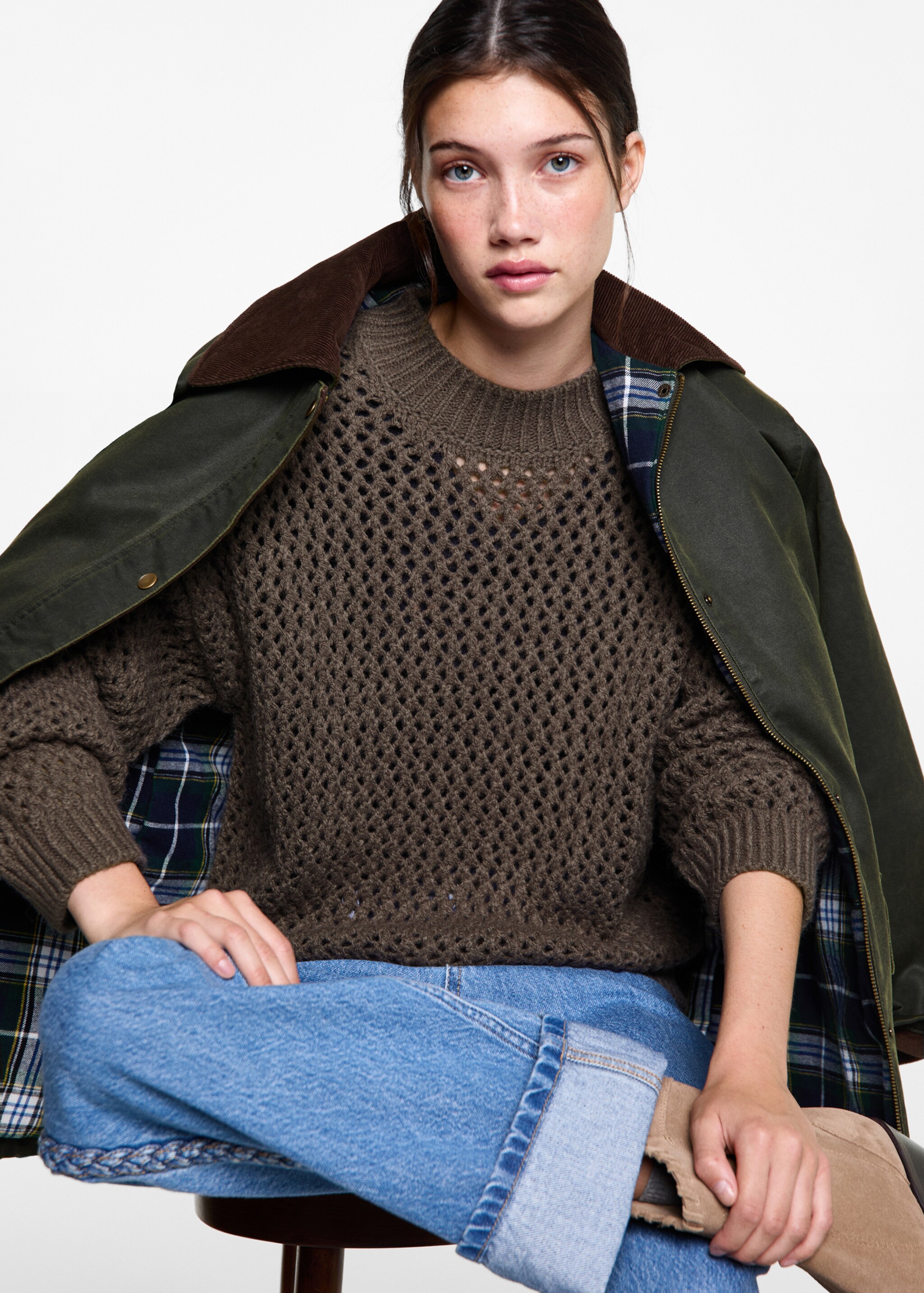 Textured knit sweater - Details of the article 2, Grey. Ref: 77007692-00.