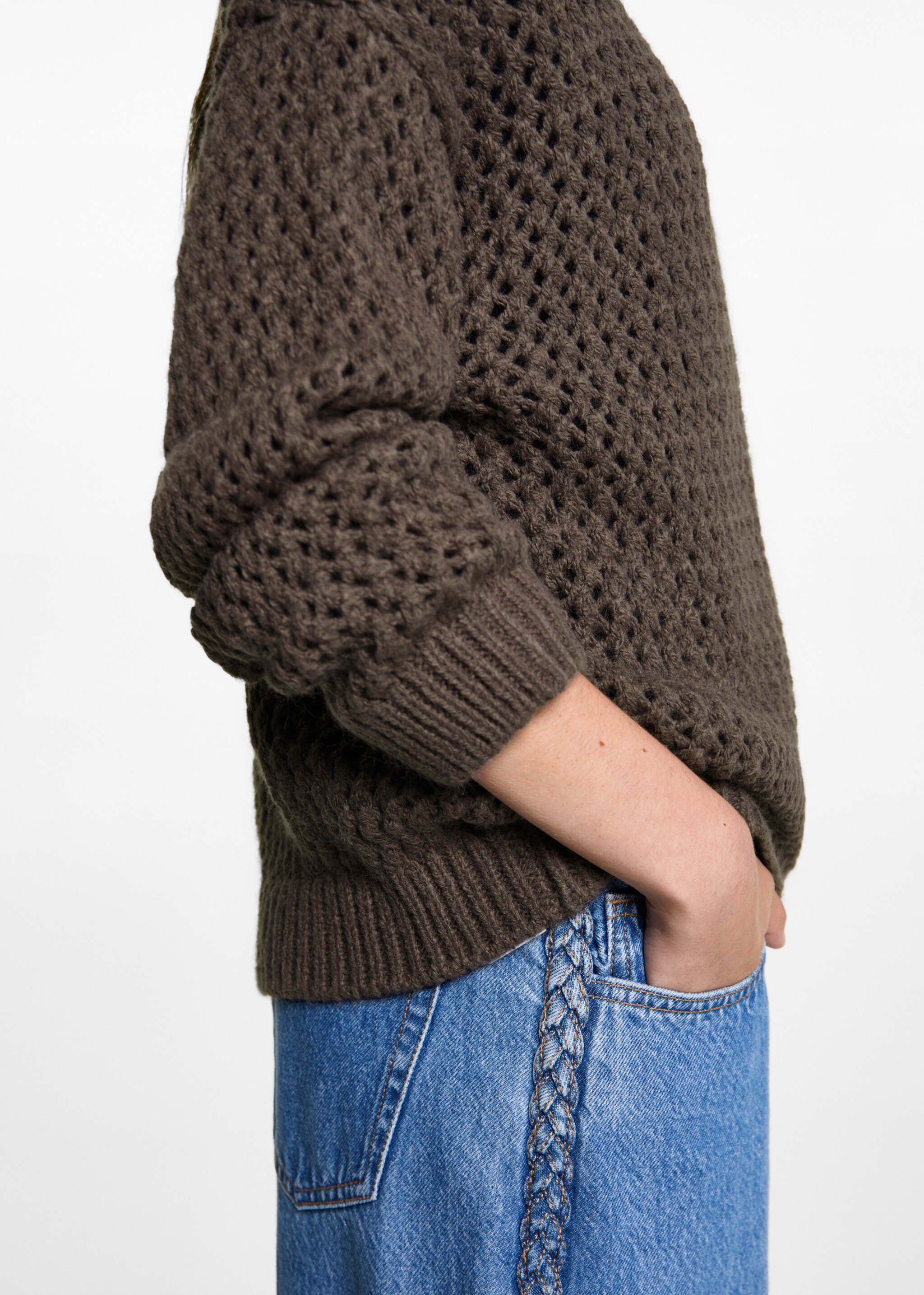 Textured knit sweater - Details of the article 6, Grey. Ref: 77007692-00.