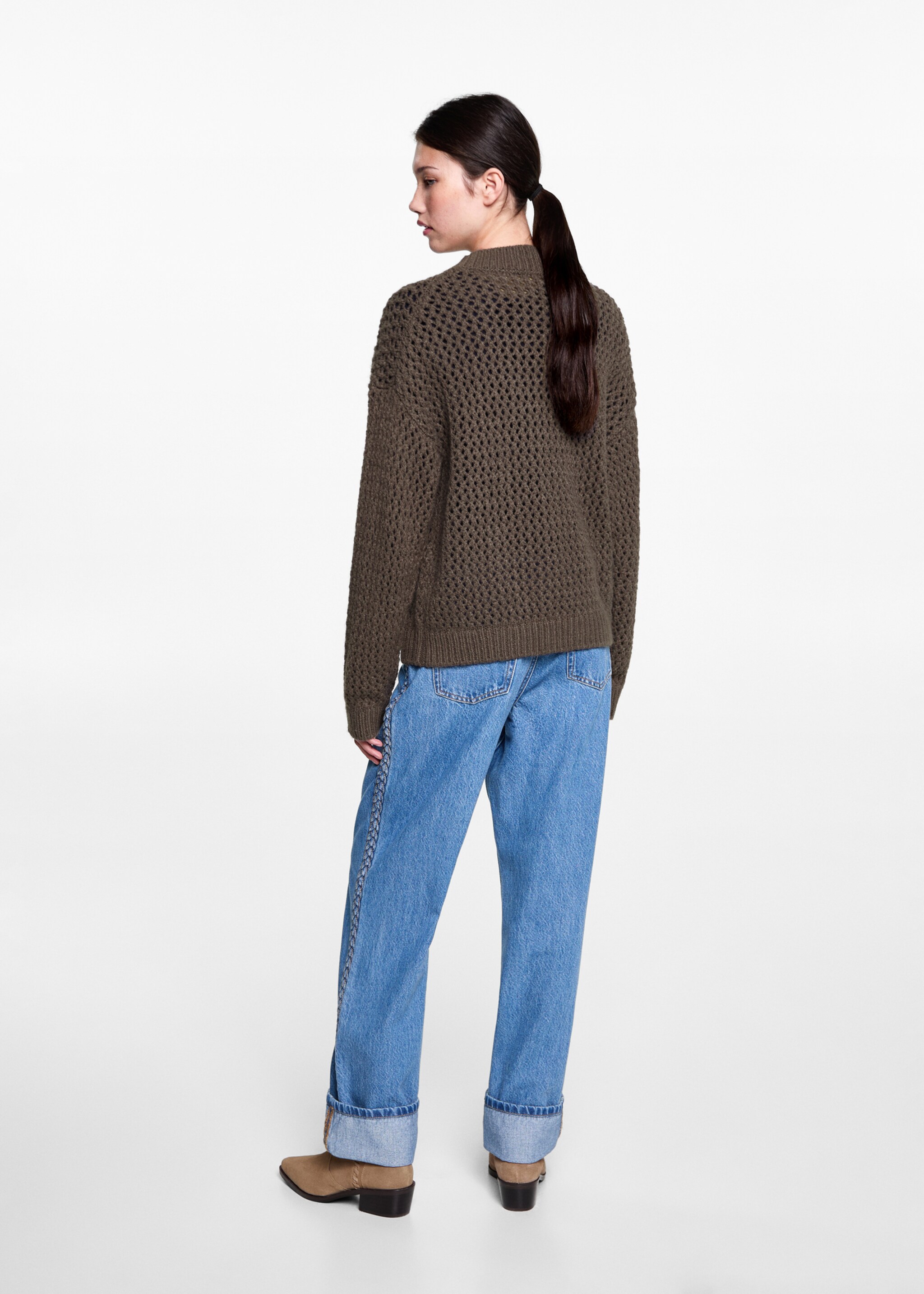 Textured knit sweater - Reverse of the article, Grey. Ref: 77007692-00.