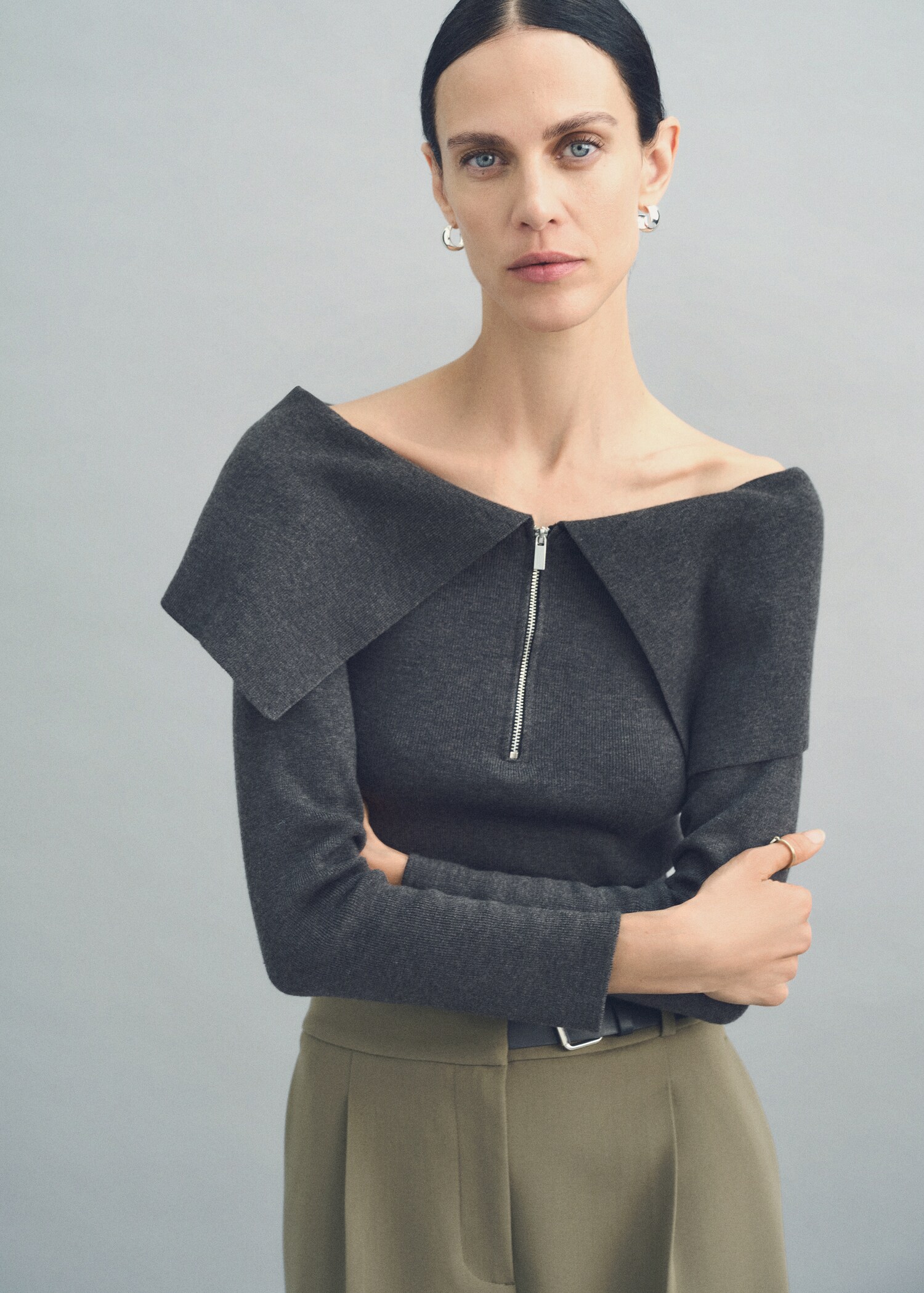 Πουλόβερ off shoulder φερμουάρ - Λεπτομέρεια του προϊόντος 6