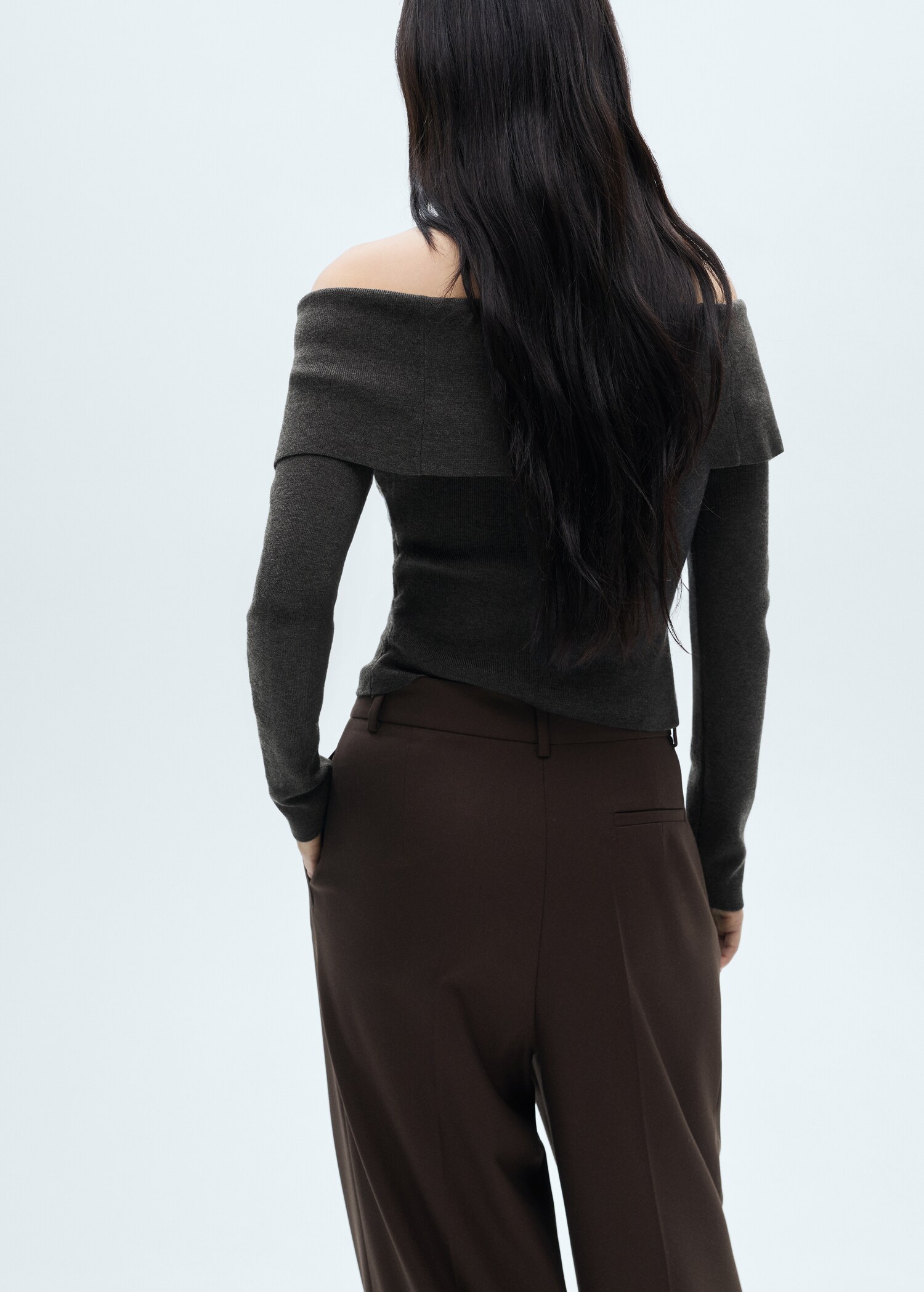 Πουλόβερ off shoulder φερμουάρ - Πίσω όψη προϊόντος