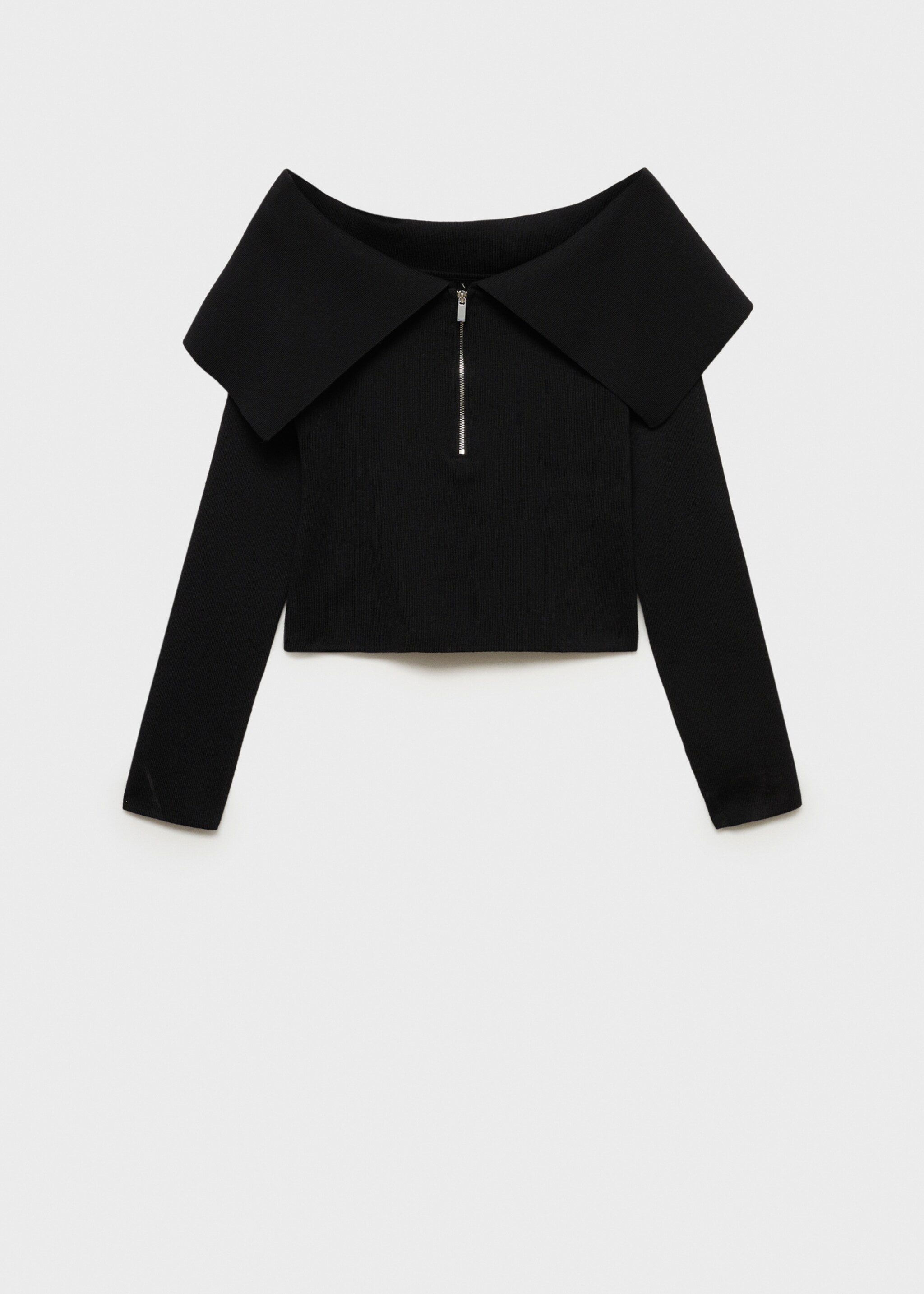 Πουλόβερ off shoulder φερμουάρ - Προϊόν χωρίς μοντέλο, Μαύρο. Ref: 77007693-00.