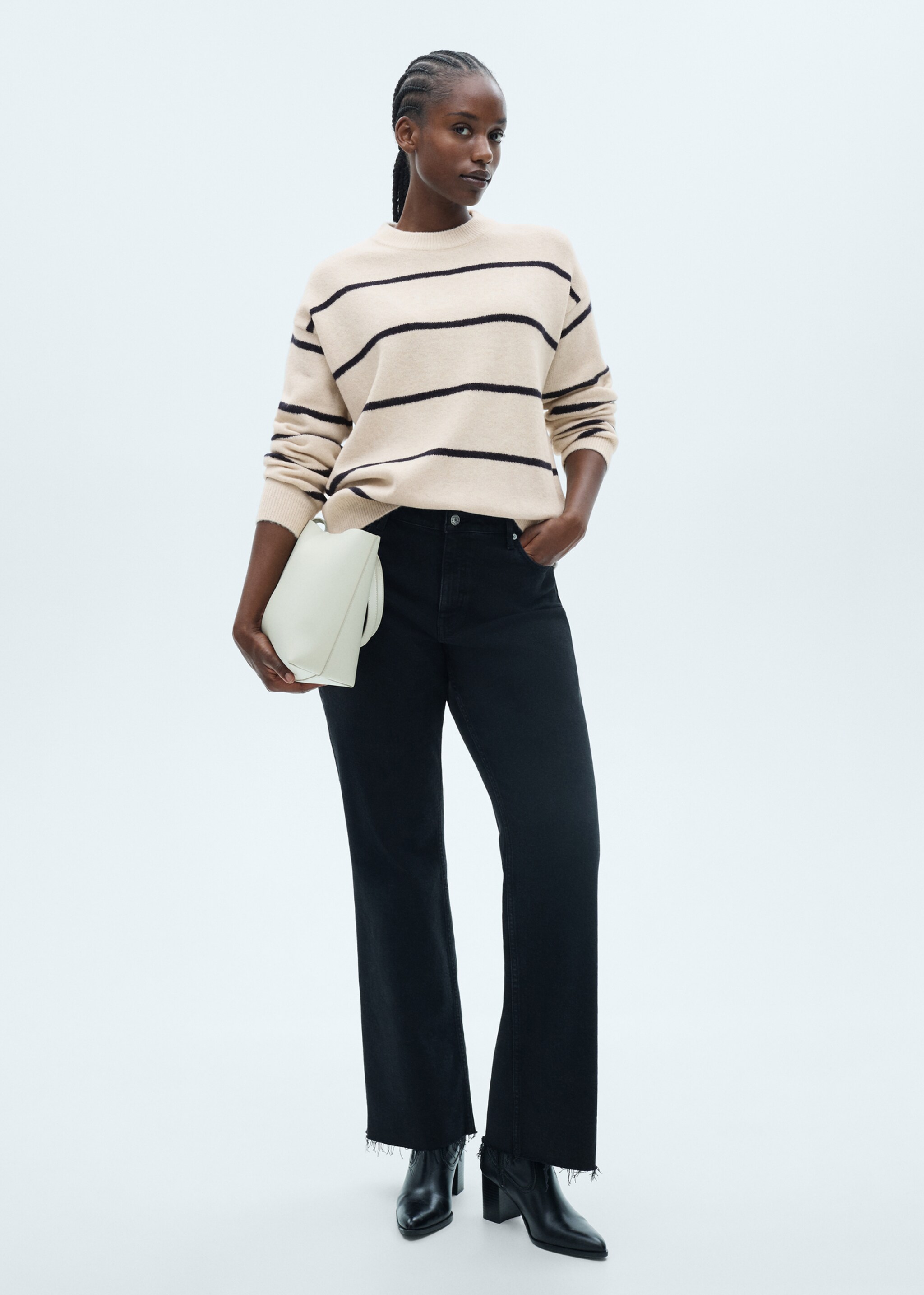 Knit striped sweater - Details of the article 3, Sand. Ref: 77007694-00.